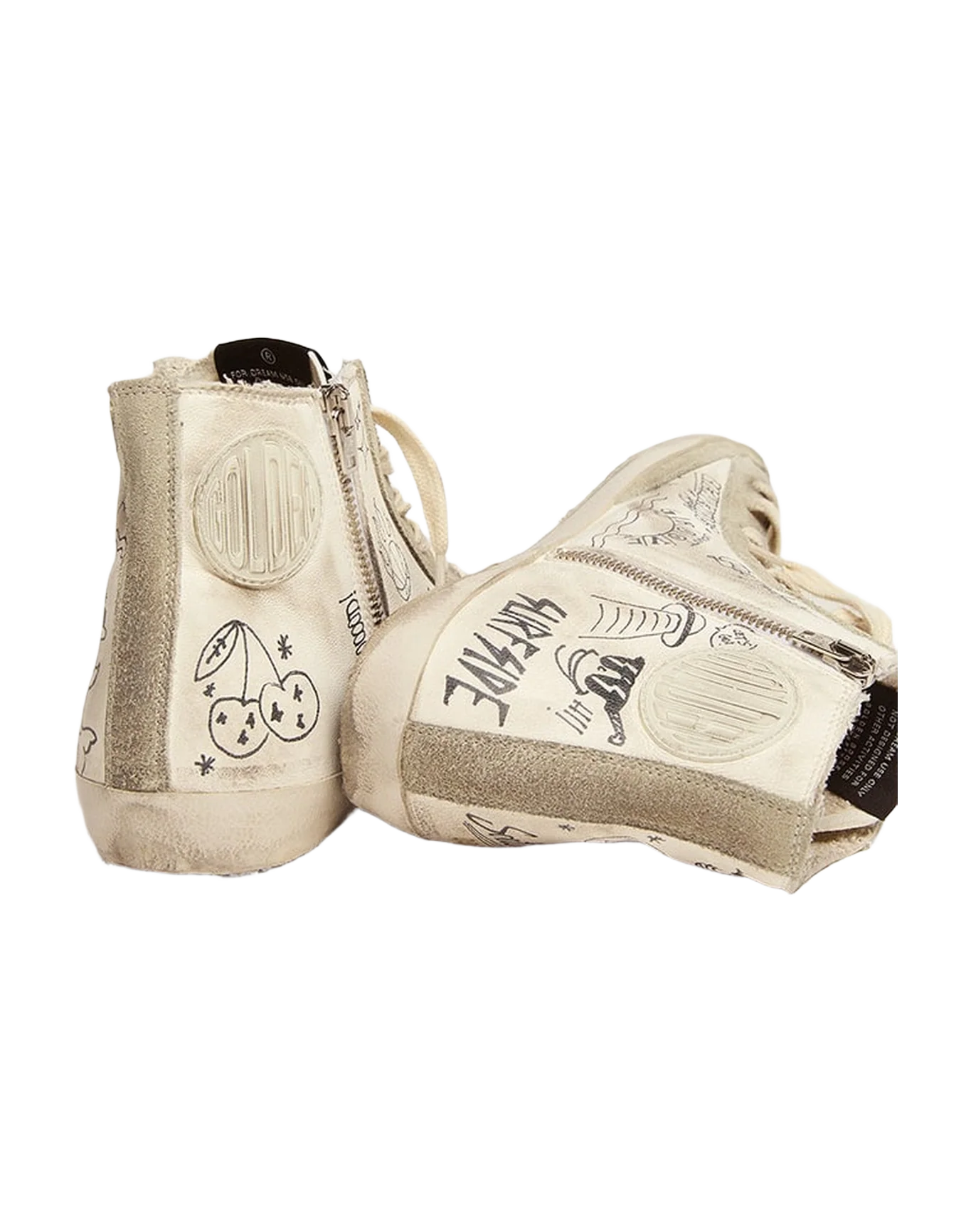 Women | Francy Nappa with Ice-Gray Suede Star & Black Lettering | White x Ice x Black - Image 6