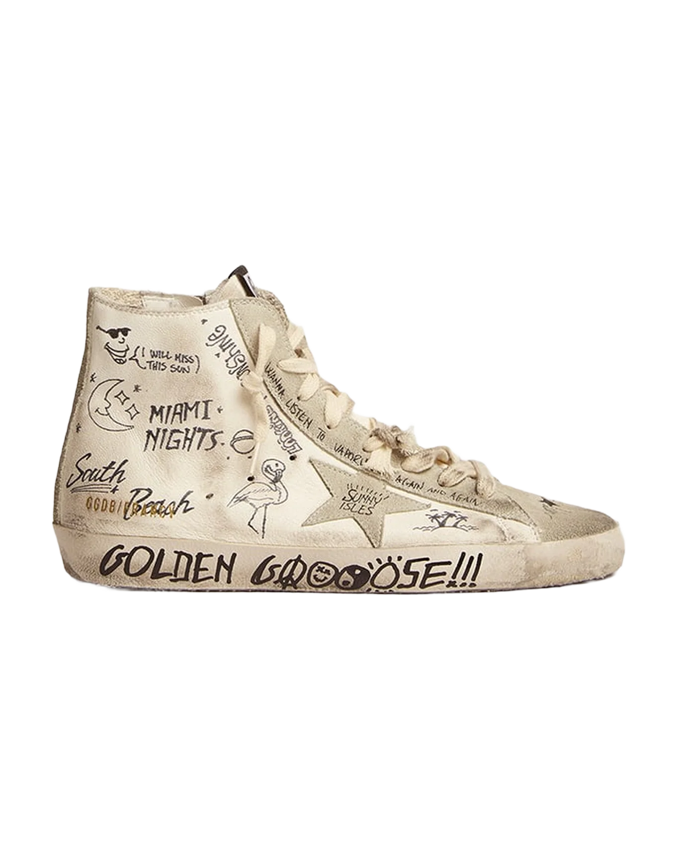 Women | Francy Nappa with Ice-Gray Suede Star & Black Lettering | White x Ice x Black - Image 8