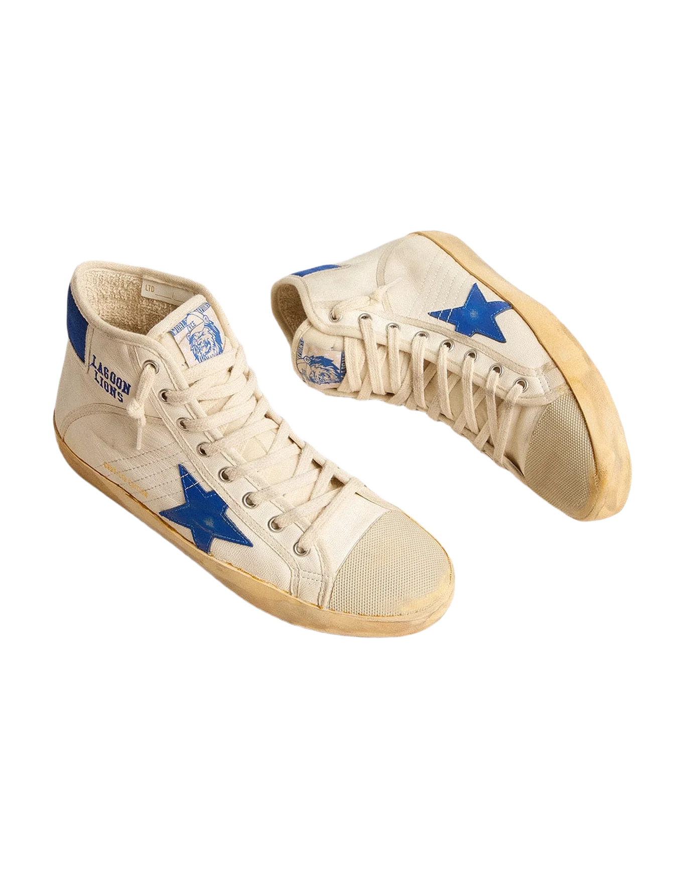 Women | Francy Penstar Lab Nappa Leather with Blue Star & Nylon Heel Tab | Butter x Blue - Image 2