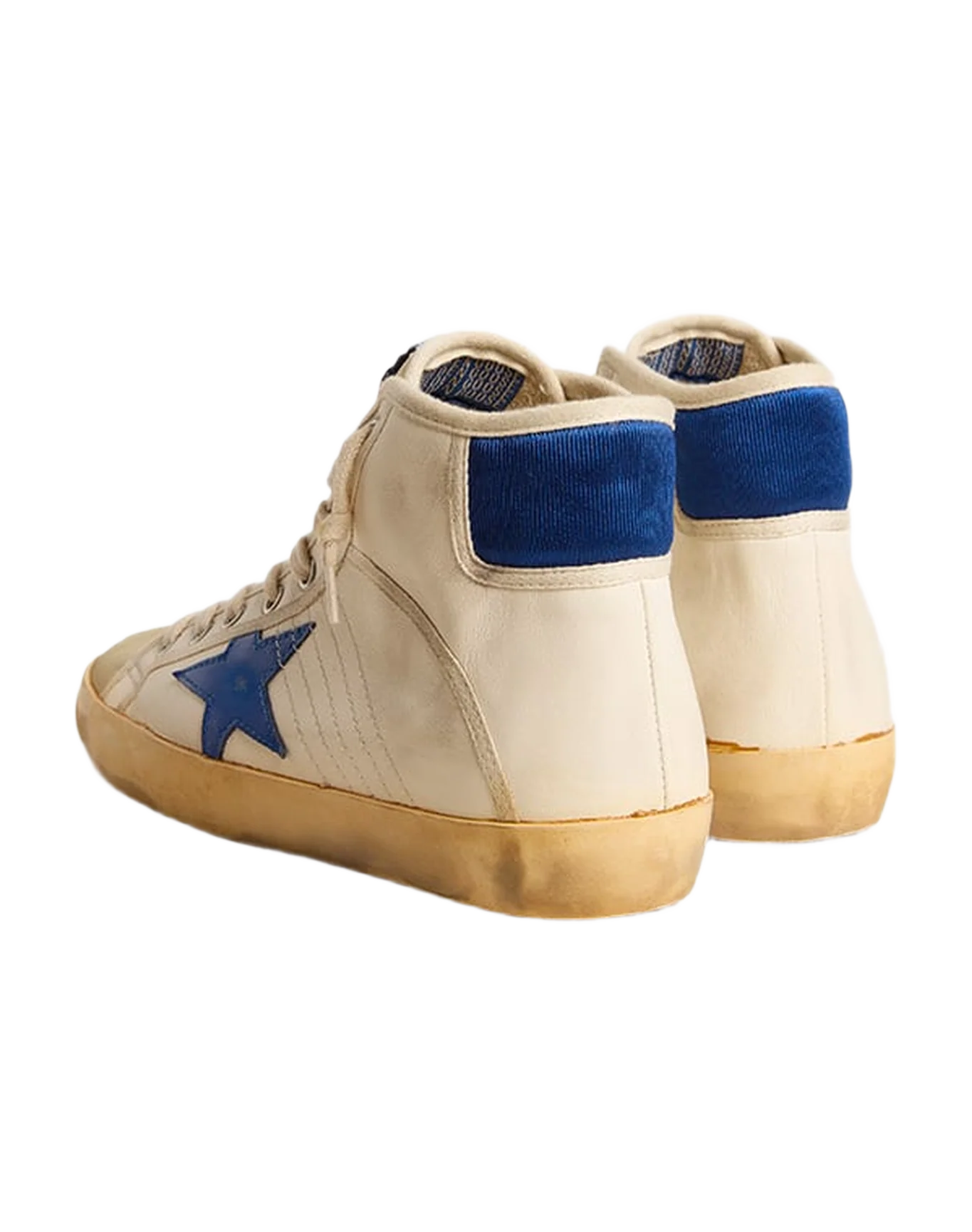 Women | Francy Penstar Lab Nappa Leather with Blue Star & Nylon Heel Tab | Butter x Blue - Image 4