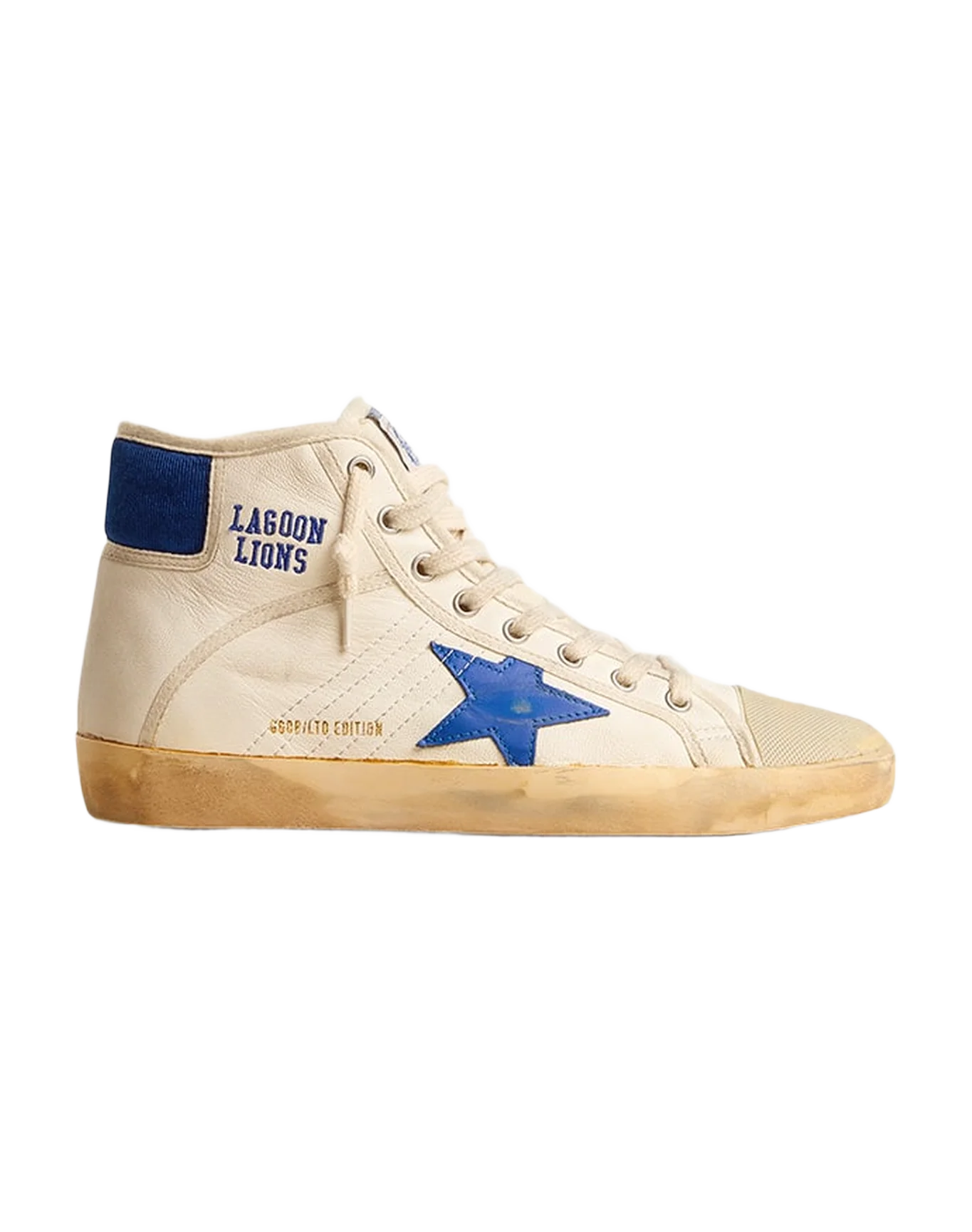 Women | Francy Penstar Lab Nappa Leather with Blue Star & Nylon Heel Tab | Butter x Blue - Image 6