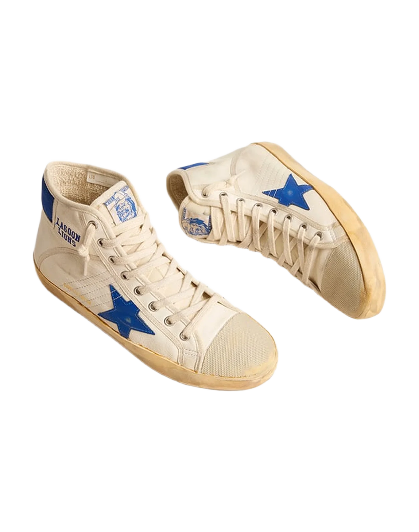 Women | Francy Penstar Lab Nappa Leather with Blue Star & Nylon Heel Tab | Butter x Blue - Image 8