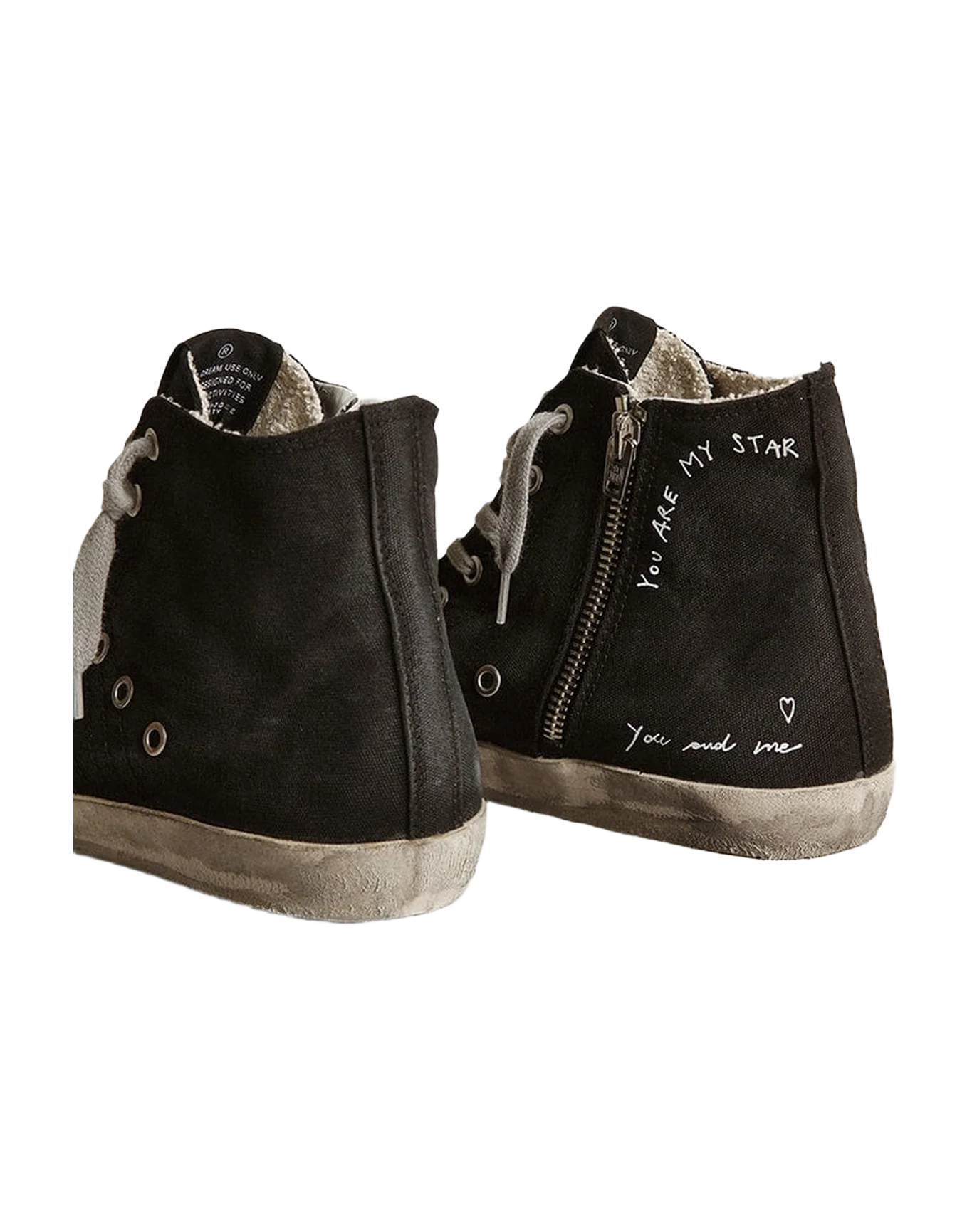 Women | Francy Penstar Sneakers Black Canvas with Golden Goose Signature & White Leather Star | Black x White x Purple - Image 2