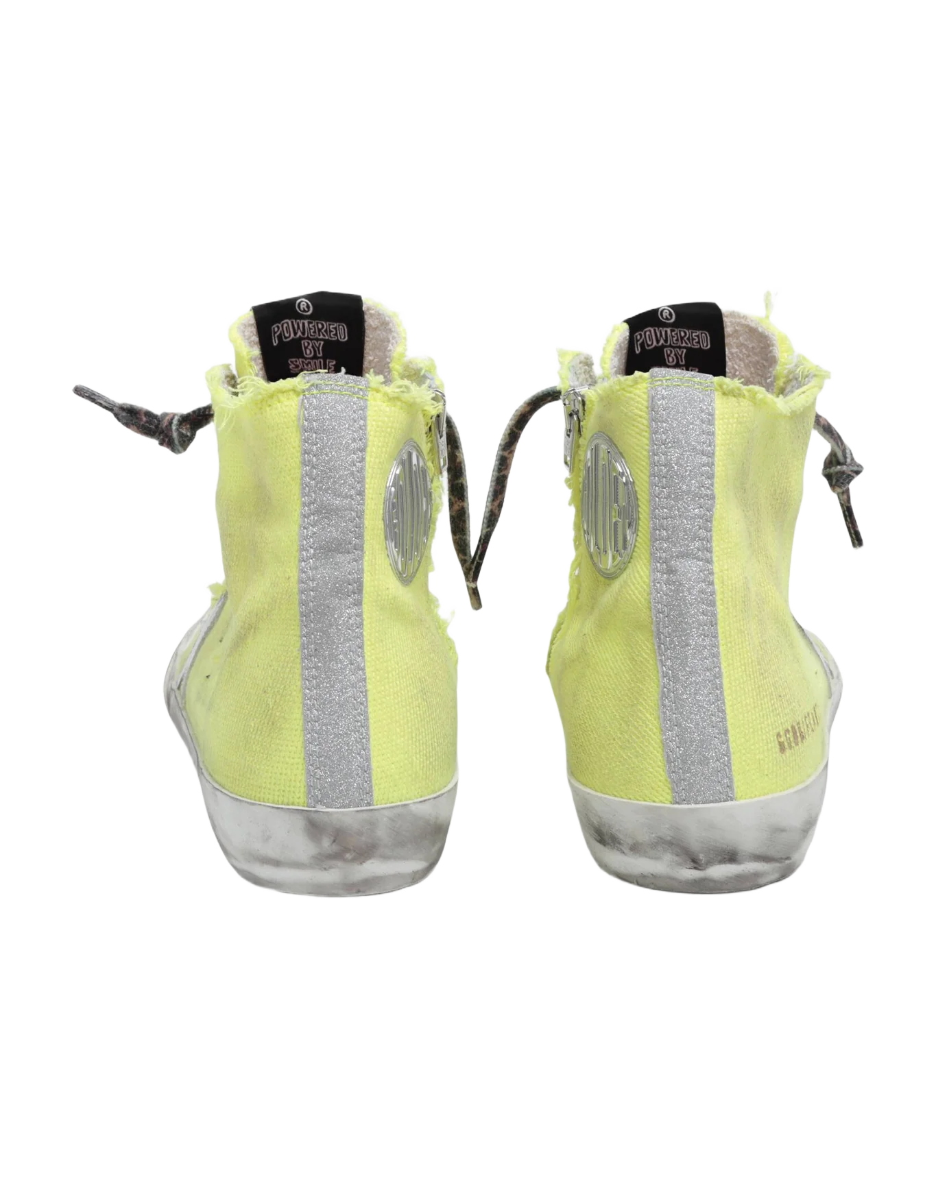 Women | Francy Sneakers Fluorescent Yellow Nylon with White Leather Star | Fluo Yellow x White x Silver - Image 3