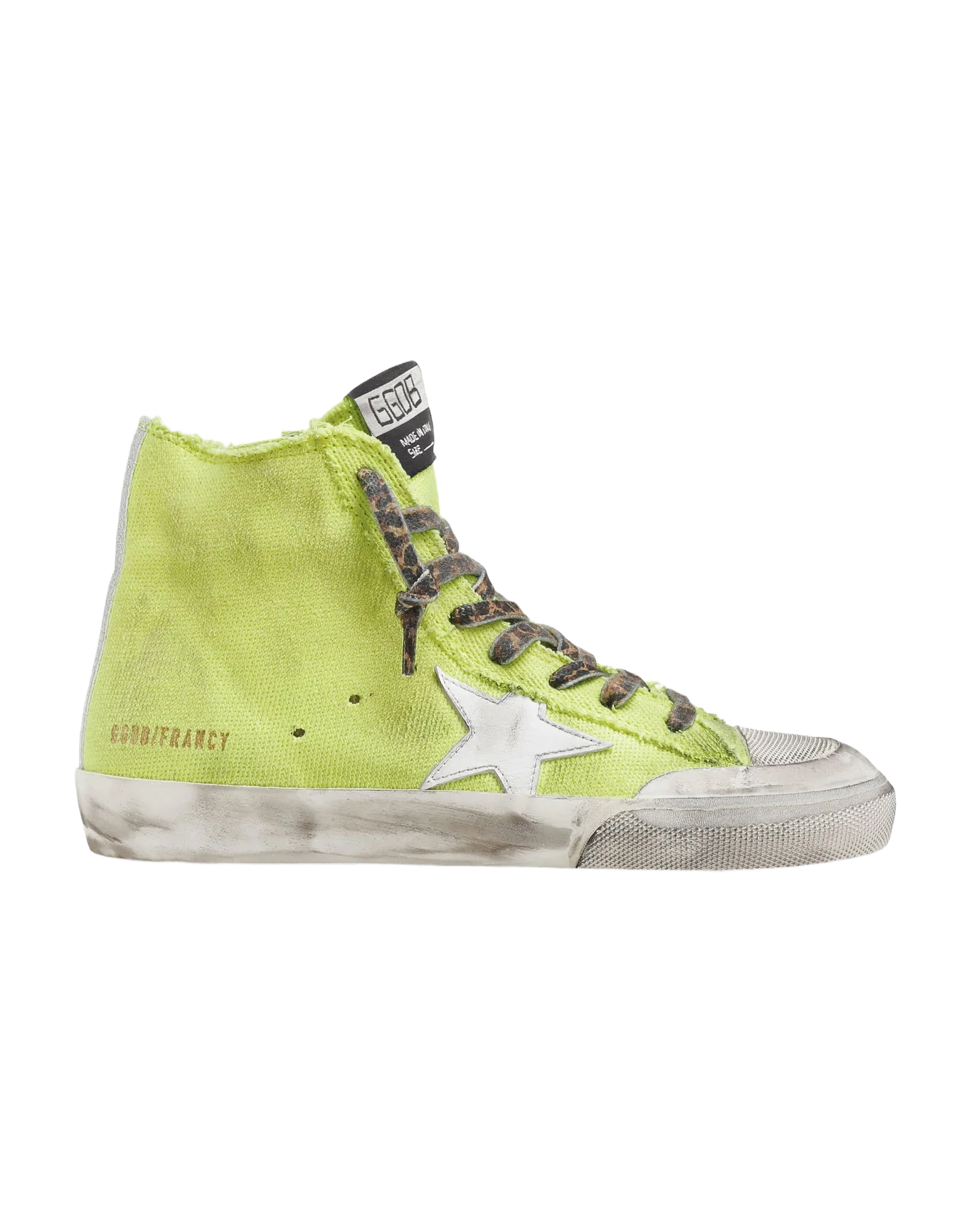 Women | Francy Sneakers Fluorescent Yellow Nylon with White Leather Star | Fluo Yellow x White x Silver - Image 4