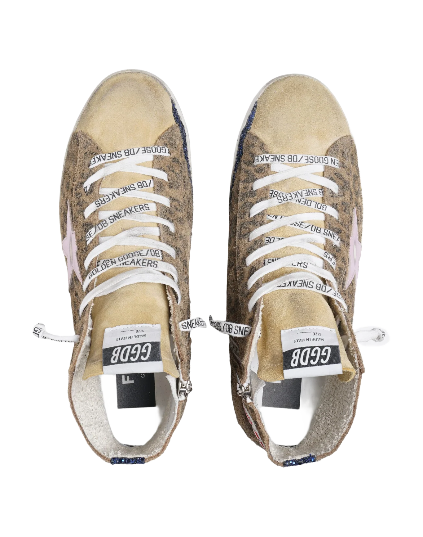 Women | Francy Sneakers Leopard Print Suede & Laminated Star | Beige Brown Black x Salmon x Mazarine Blue - Image 6