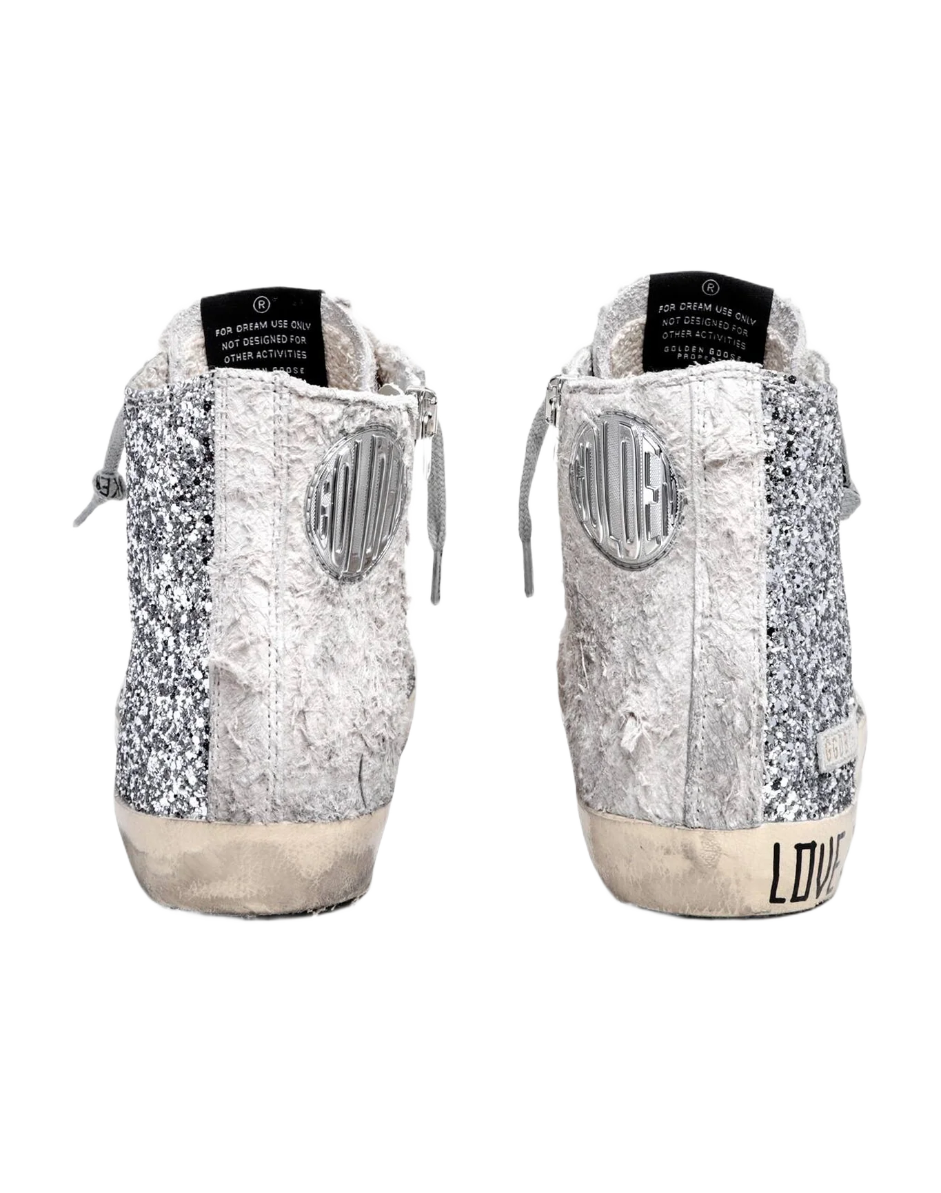 Women | Francy Sneakers Silver Glitter with White Leather Star | Silver x Ice x White - Image 2