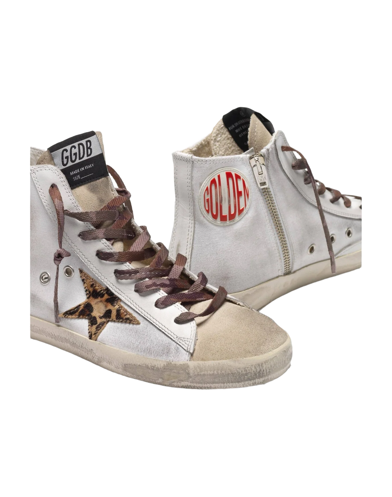 Women | Francy Sneakers White Canvas Whit Animalier Star & Camouflage Laces