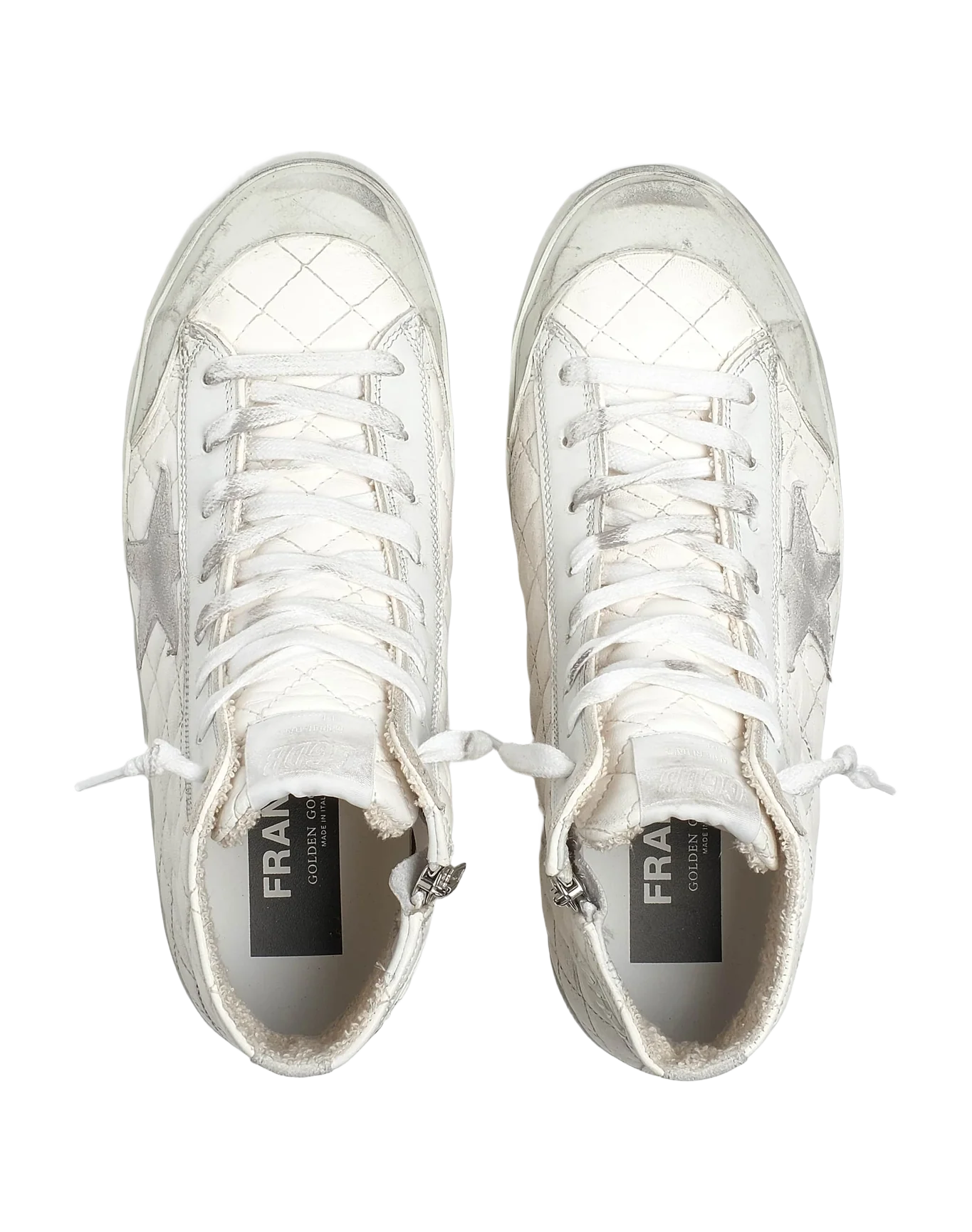 Women | Francy Sneakers White Padded Leather with Suede Star | Optic White - Image 4