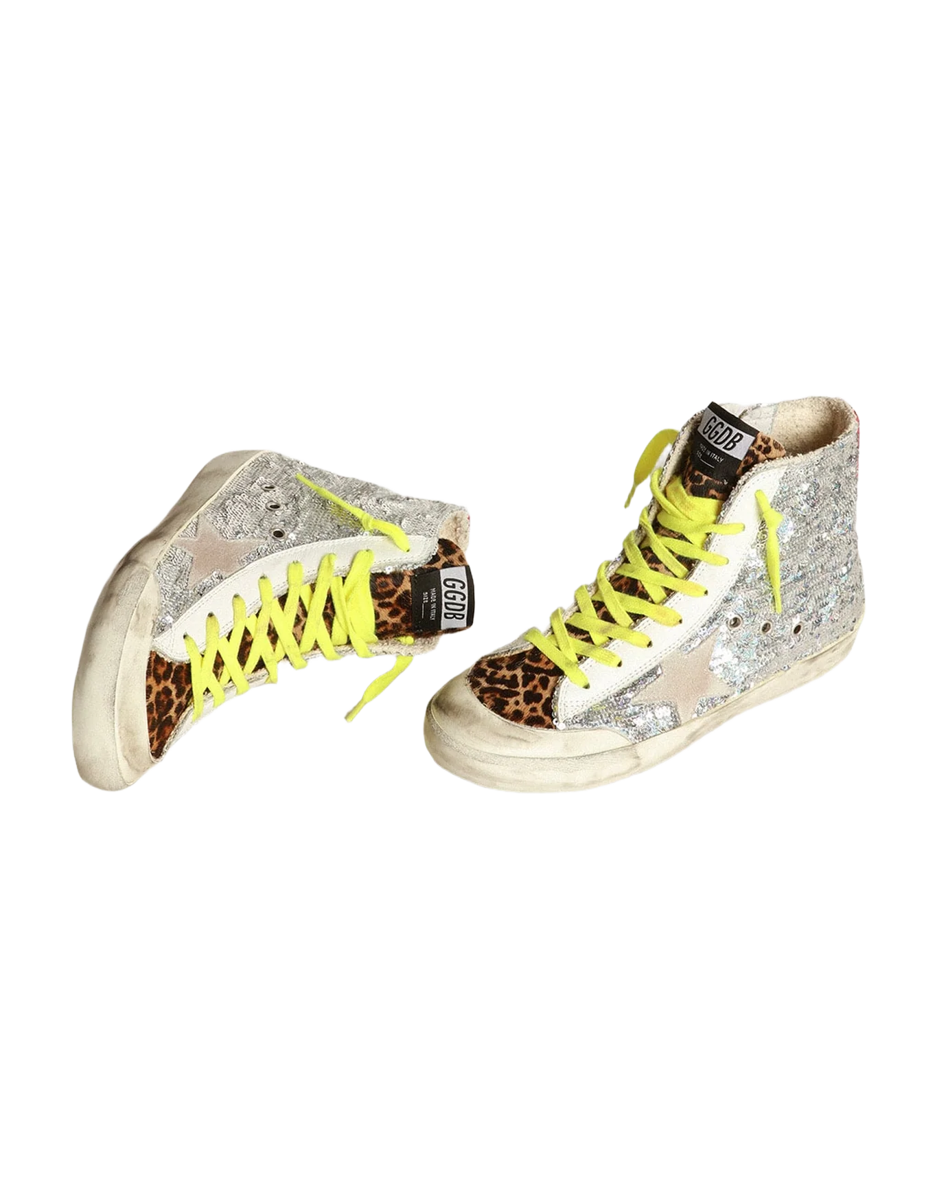 Women | Francy Sneakers with Silver Sequins & Leopard-Print Pony Skin | Silver x Beige Brown Leo x Ice x Red - Image 8