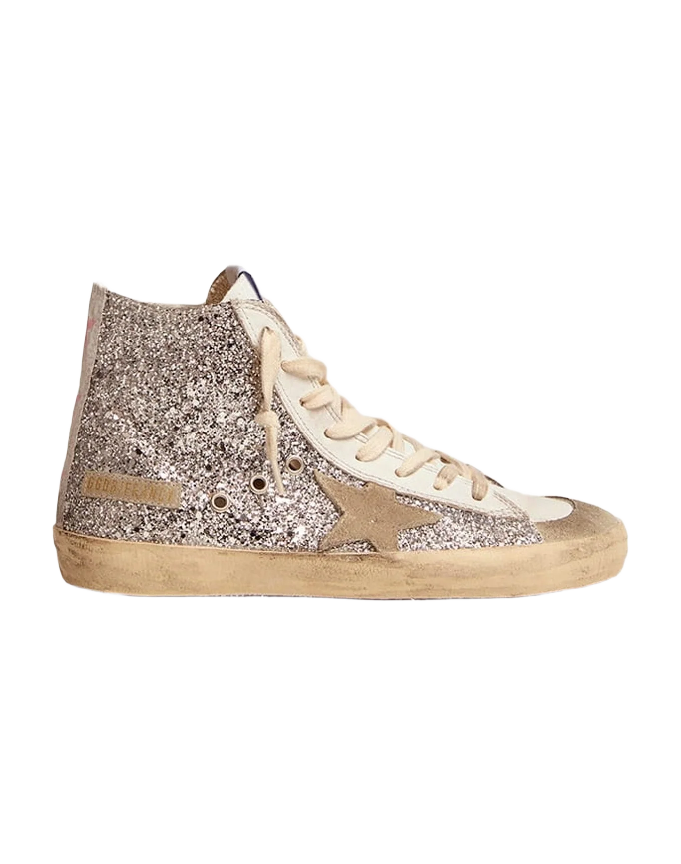Women | Francy with Glitter Upper & Ice-Gray Suede Star | Silver x White x Ice x White Baby Pink Star