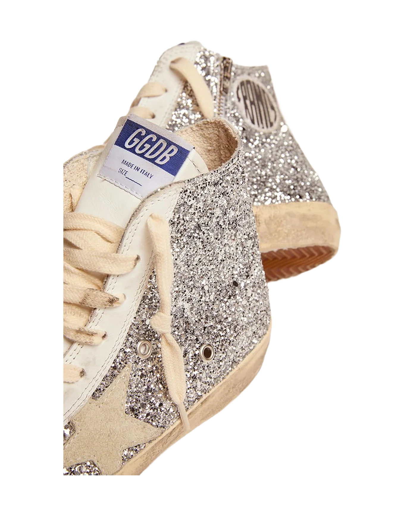 Women | Francy with Glitter Upper & Ice-Gray Suede Star | Silver x White x Ice x White Baby Pink Star - Image 2