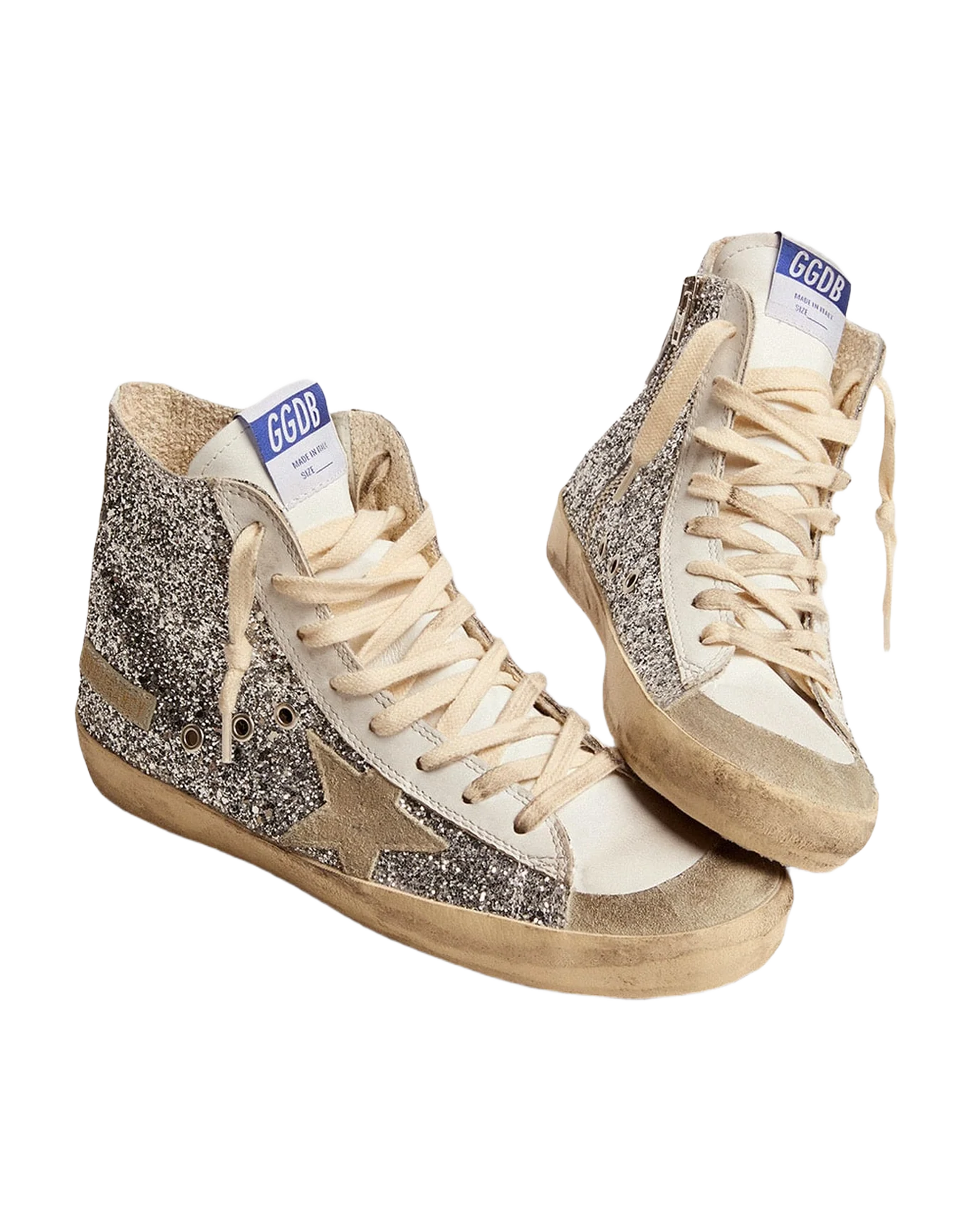 Women | Francy with Glitter Upper & Ice-Gray Suede Star | Silver x White x Ice x White Baby Pink Star - Image 3