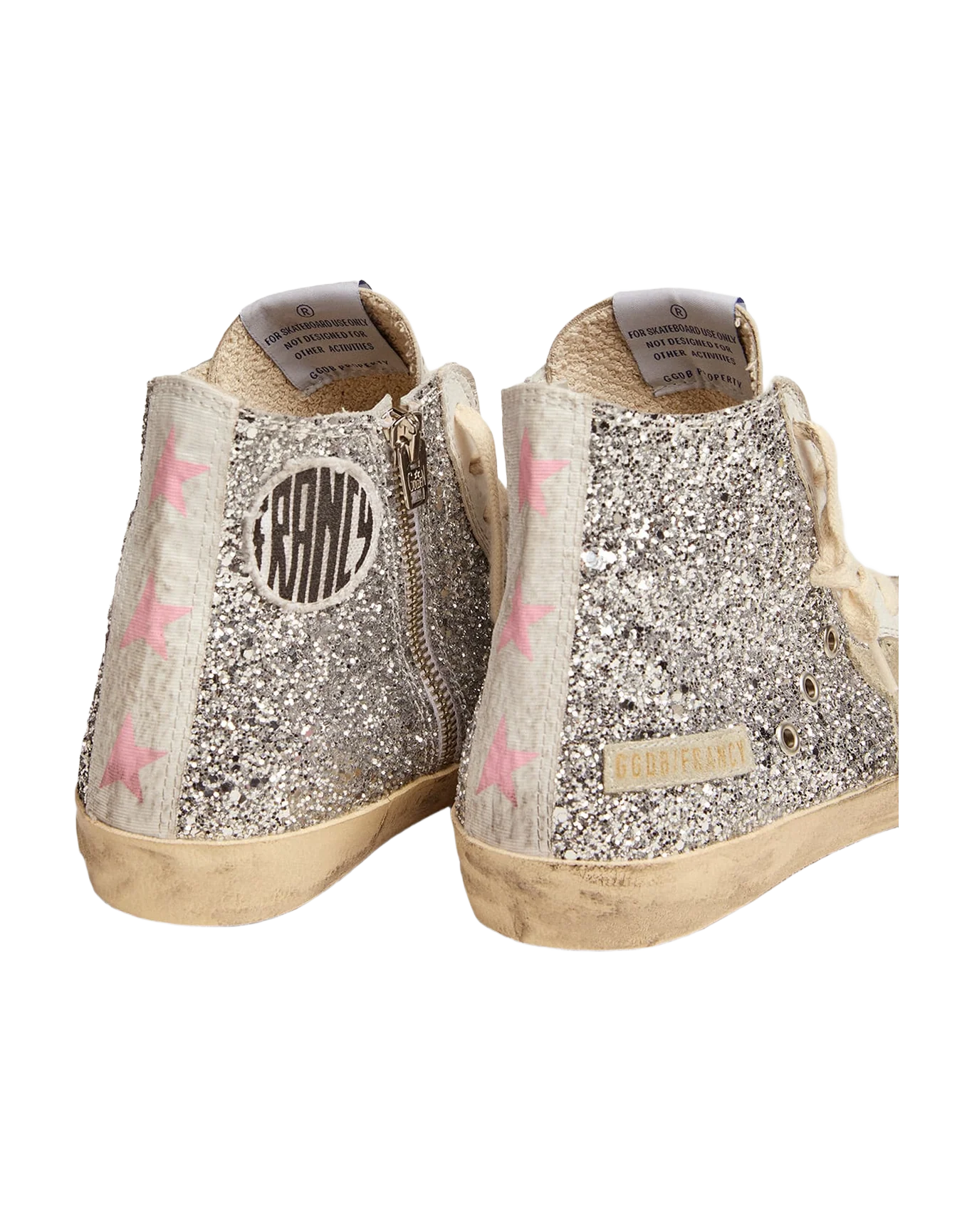Women | Francy with Glitter Upper & Ice-Gray Suede Star | Silver x White x Ice x White Baby Pink Star - Image 4