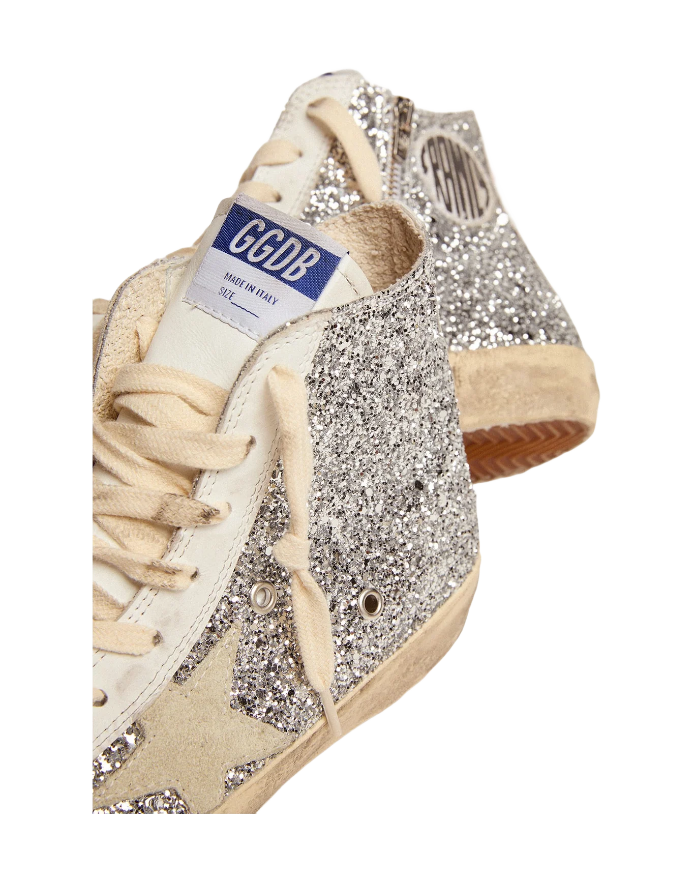 Women | Francy with Glitter Upper & Ice-Gray Suede Star | Silver x White x Ice x White Baby Pink Star - Image 6