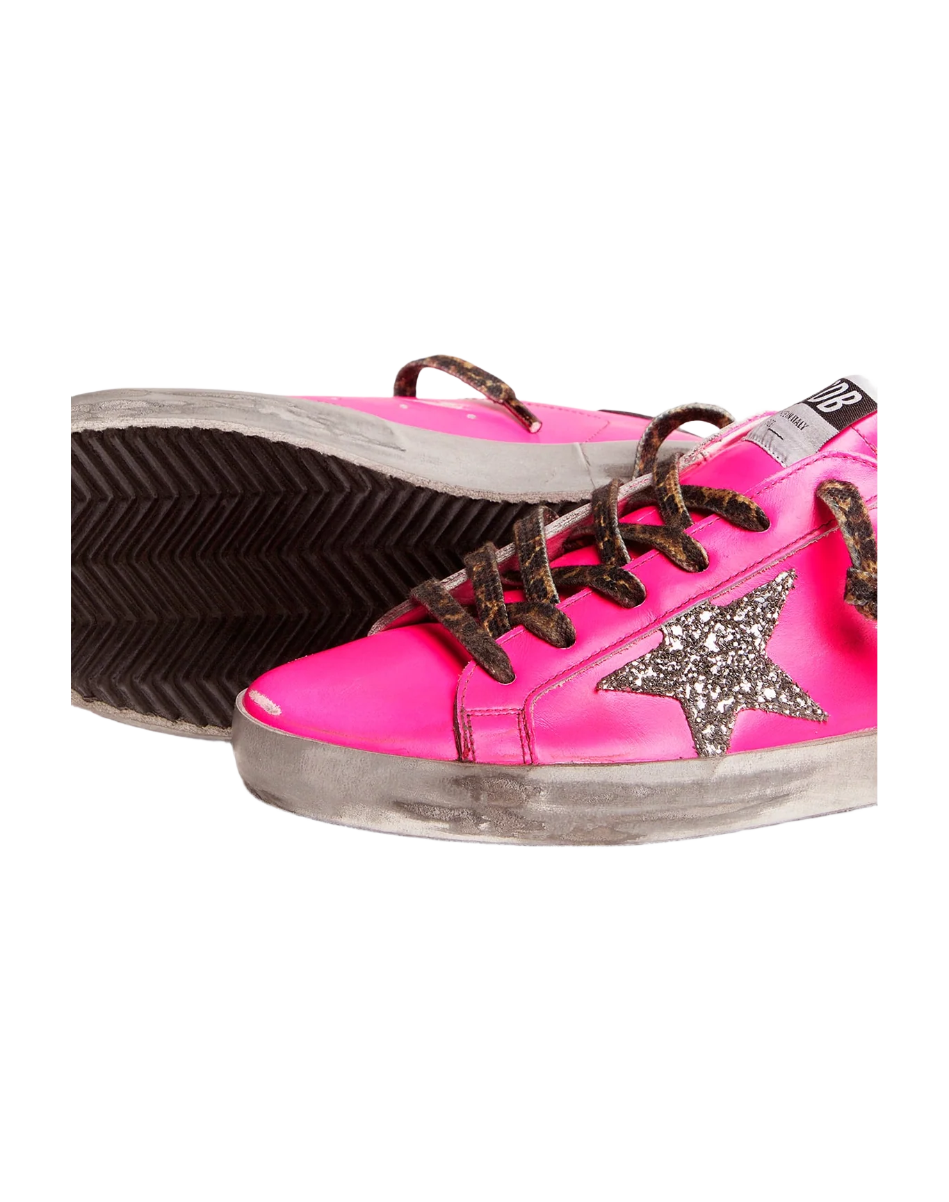 Women | Fuchsia Super-Star Sneakers with Glitter Star | Fuchsia Fluo x Silver x Black - Image 5