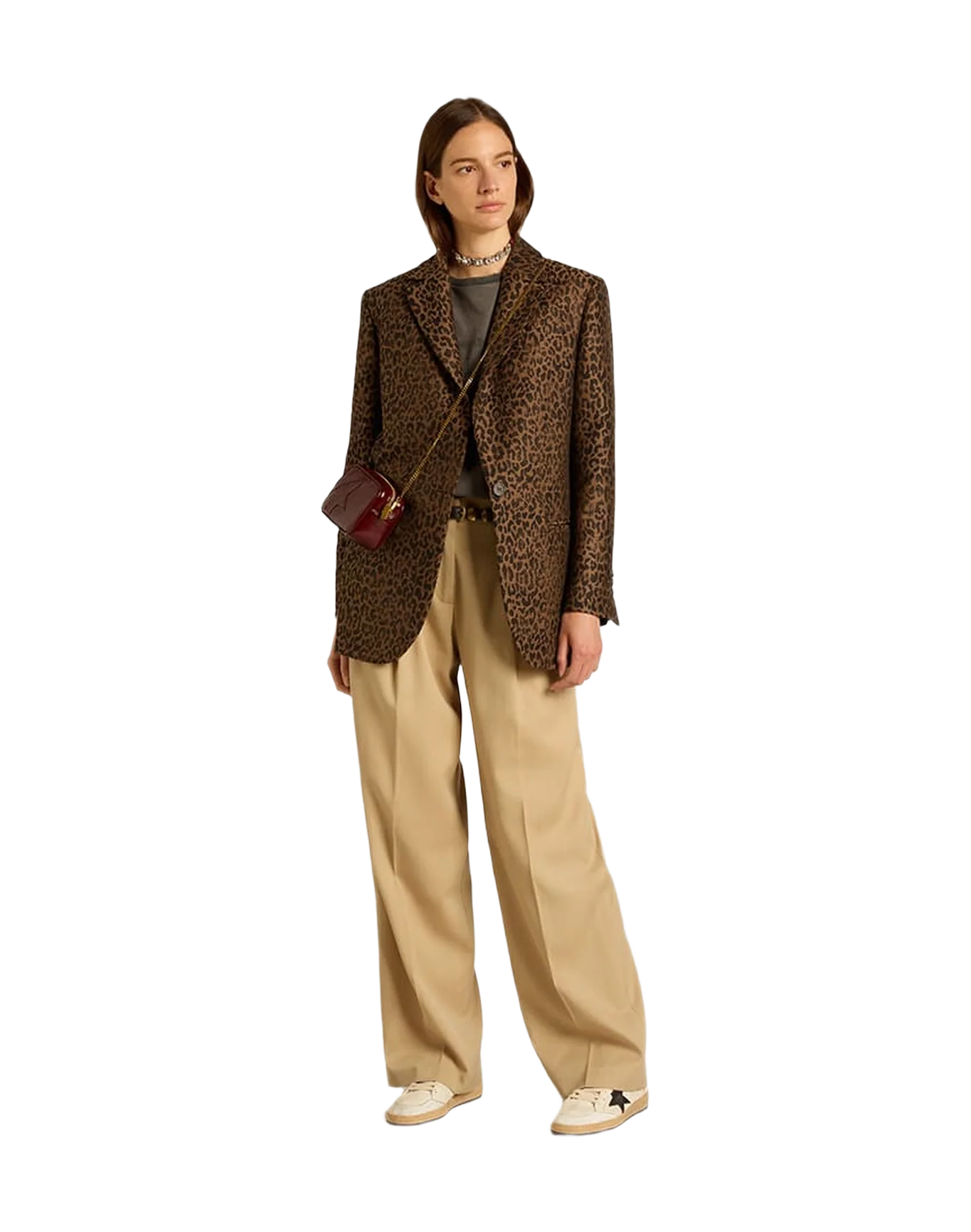 Women | Golden Collection Single-Breasted Blazer Wool with Jacquard Animal Pattern | New Bison x Black - Image 8