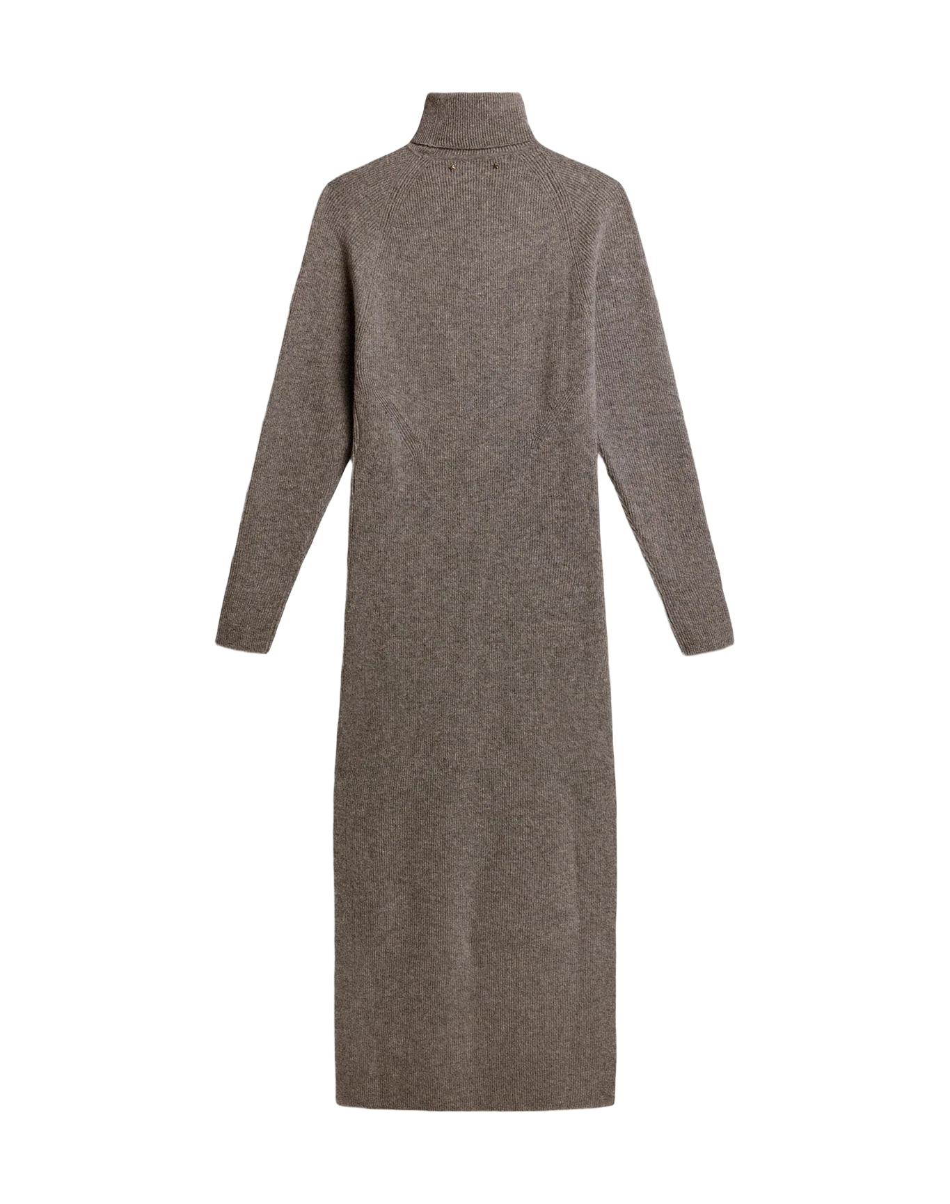 Women | Gray Melange Ribbed Woolen Dress with High Neck | Grey Melange - Image 5
