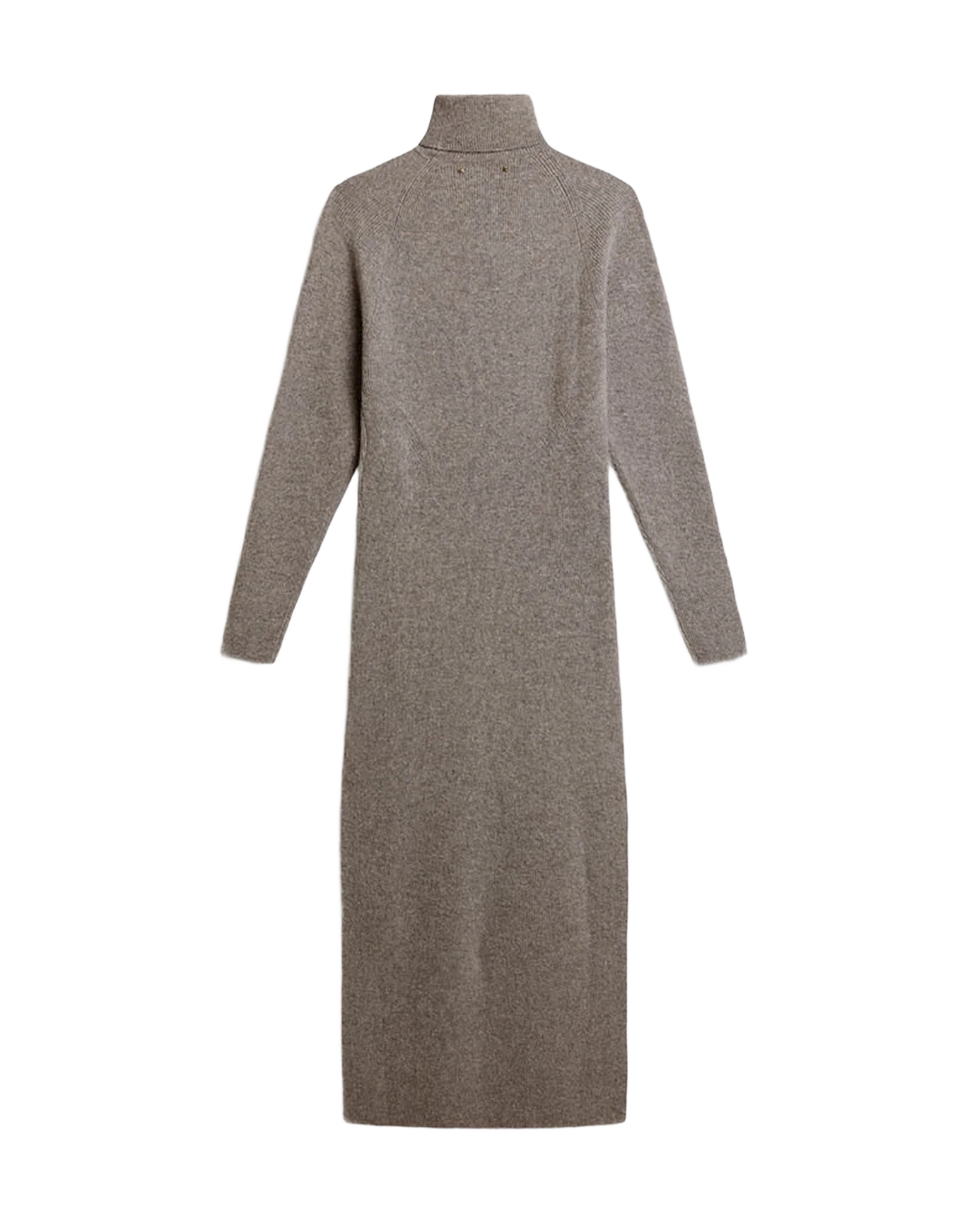 Women | Gray Melange Ribbed Woolen Dress with High Neck | Grey Melange - Image 9
