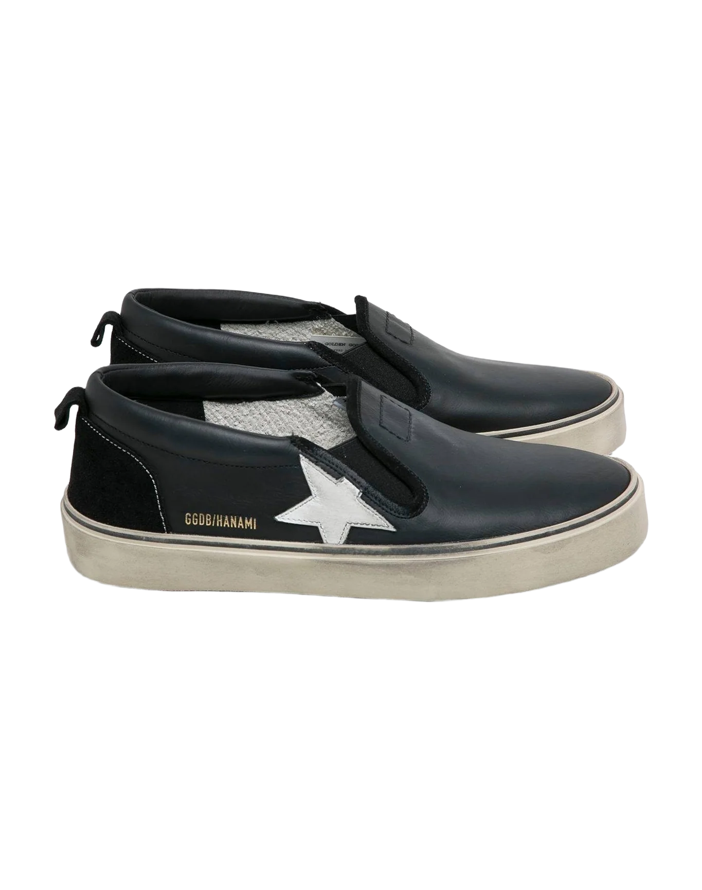Women | Hanami Black Leather Sneakers with White Star