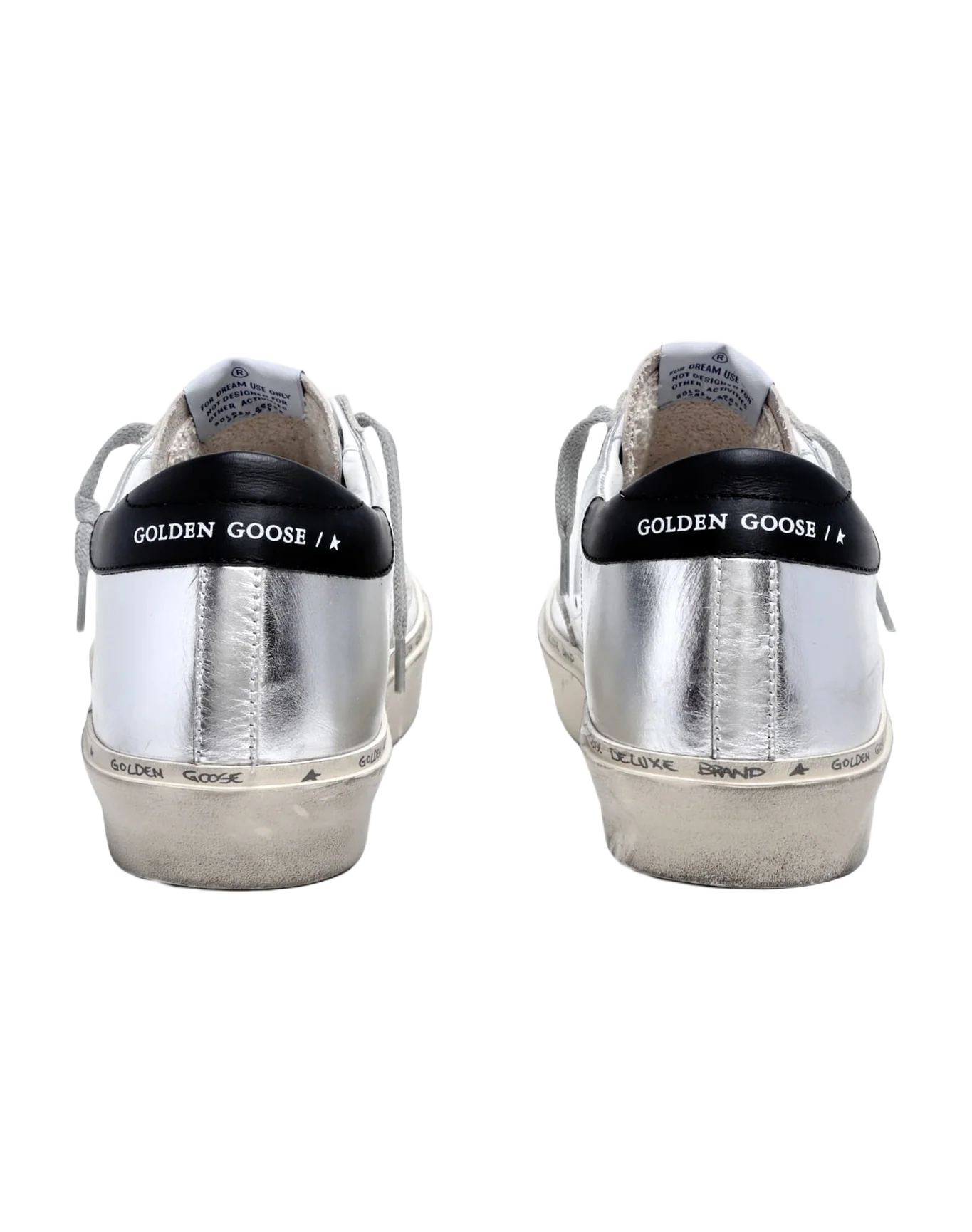 Women | Hi Star Sneakers Silver Laminated Leather with Red Glitter Star & Black Heel Tab | Silver x Salmon Pink x Black - Image 2