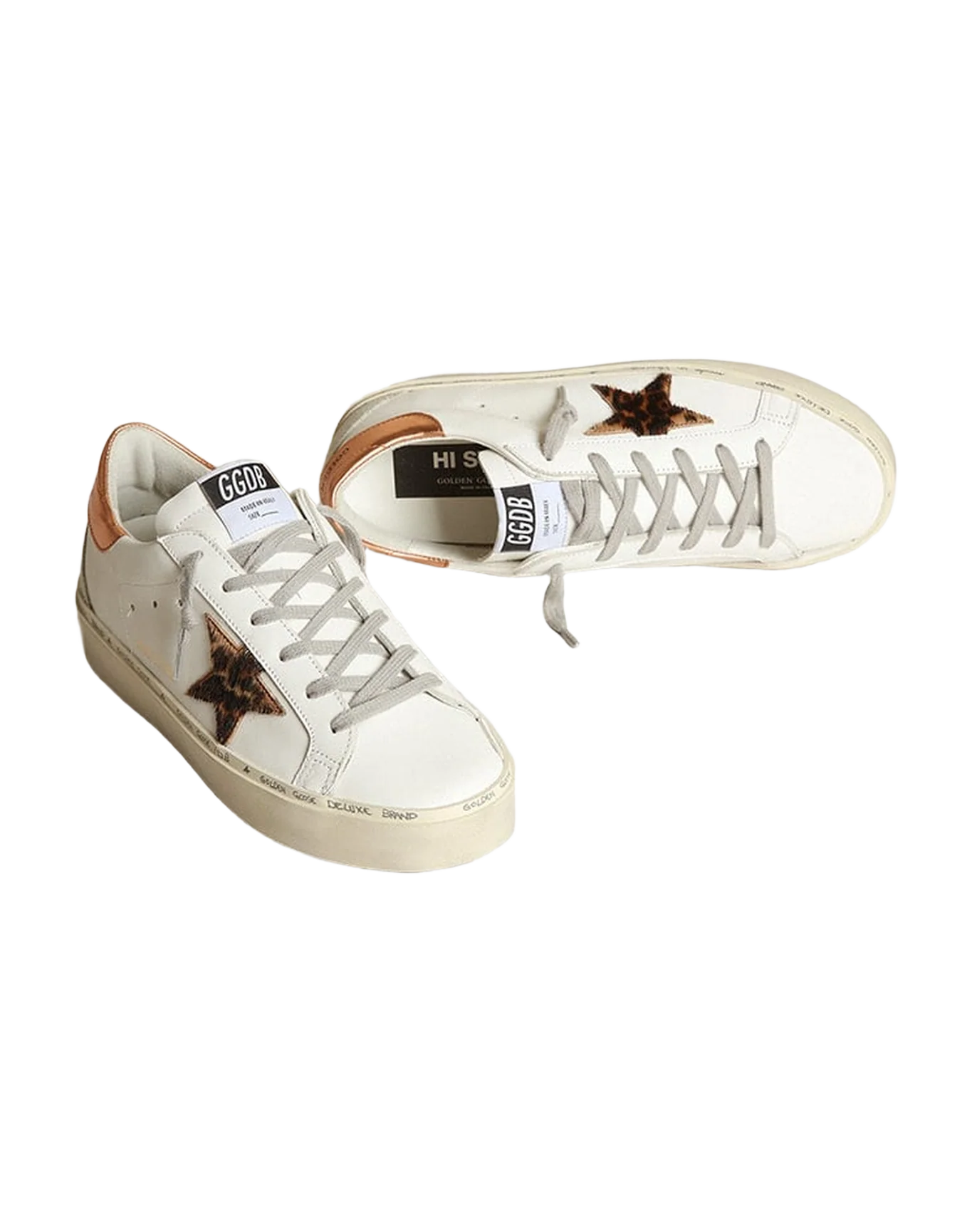 Women | Hi Star White Leather with Leo Star & Chocolate Brown Heel Tab | White x Beige Brown Leo x Chocolate Brown x Ice - Image 8