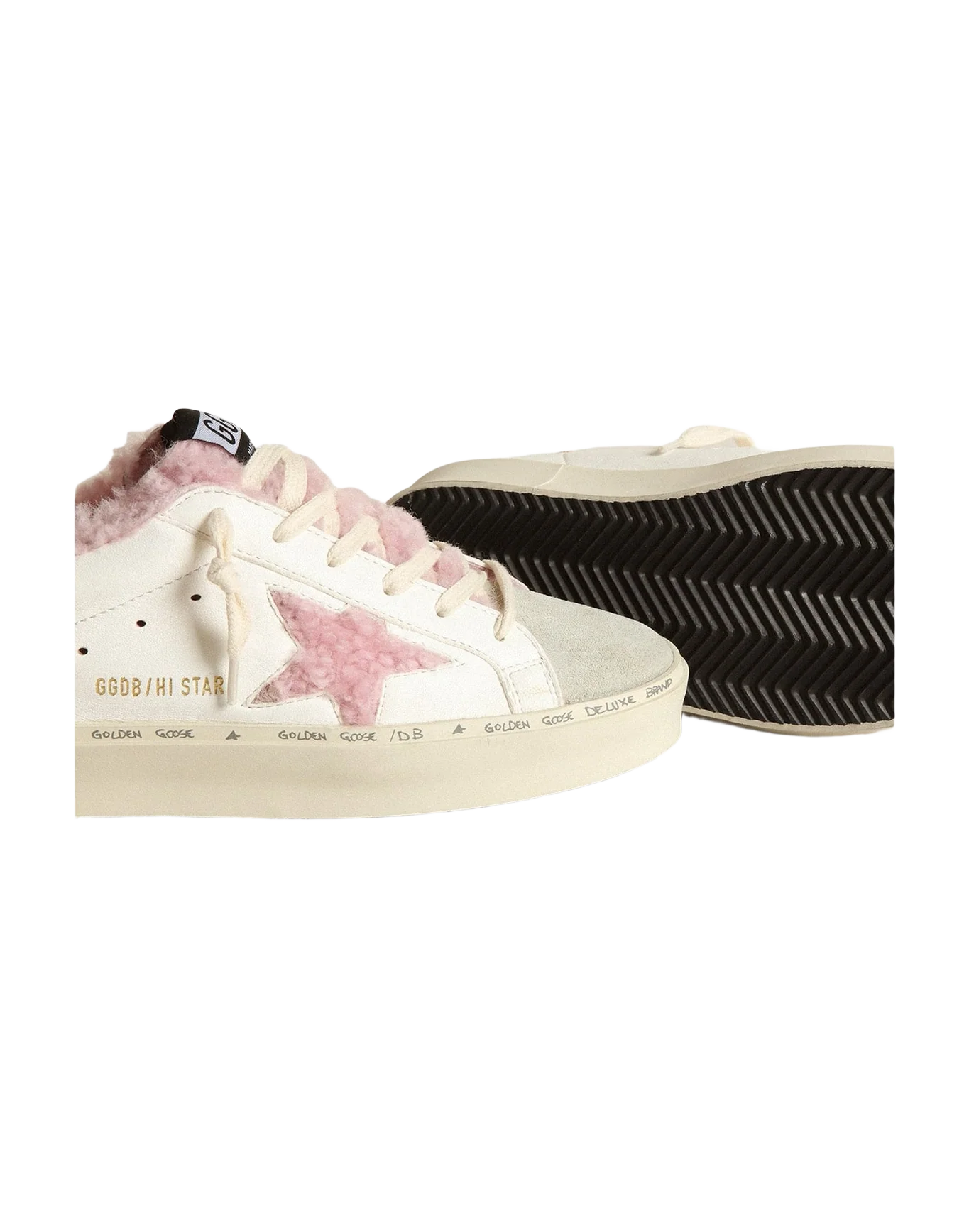 Women | Hi Star White Nappa with Pink Shearling Star & Lining | White x Ice x Antique Pink x Nude