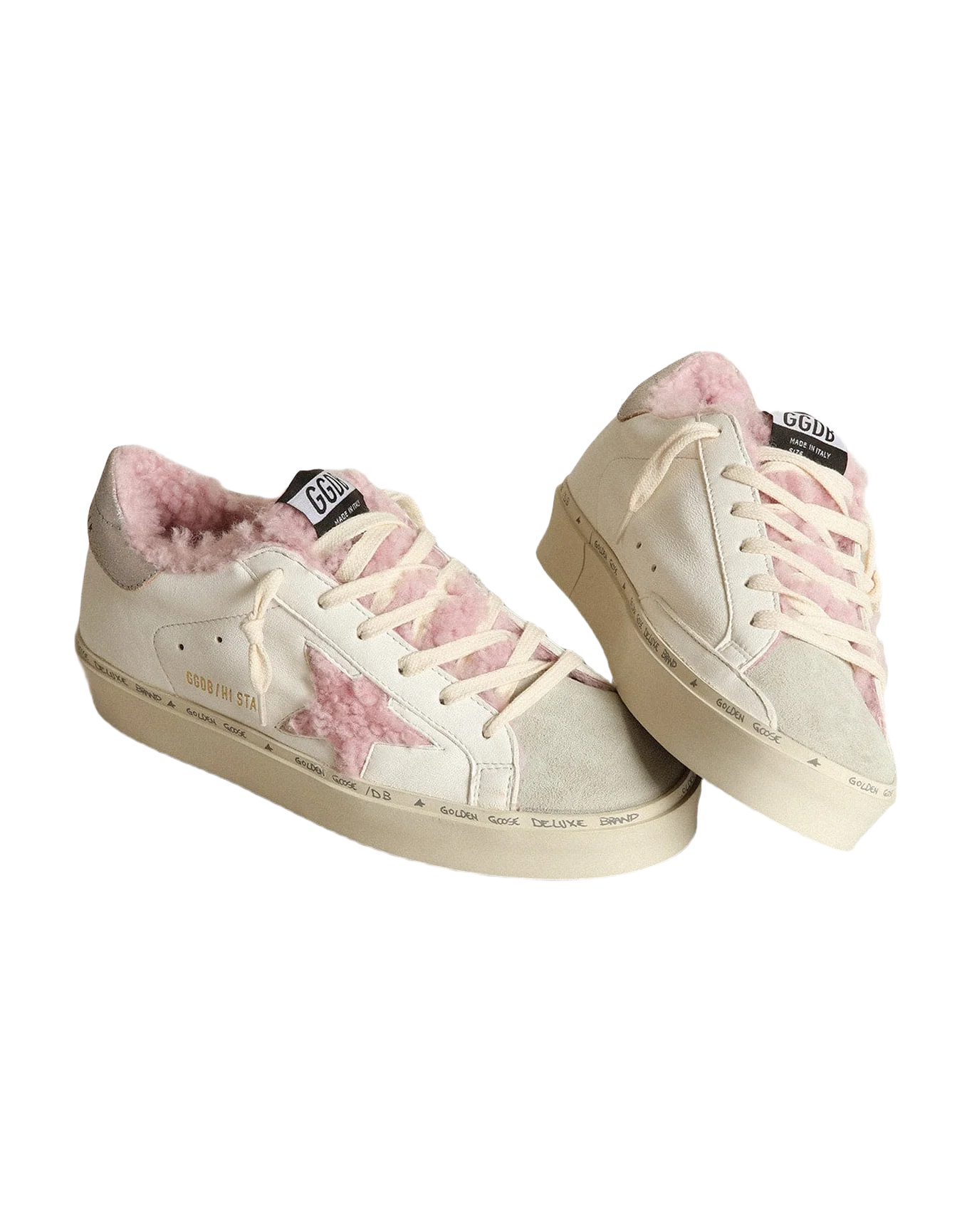 Women | Hi Star White Nappa with Pink Shearling Star & Lining | White x Ice x Antique Pink x Nude - Image 2