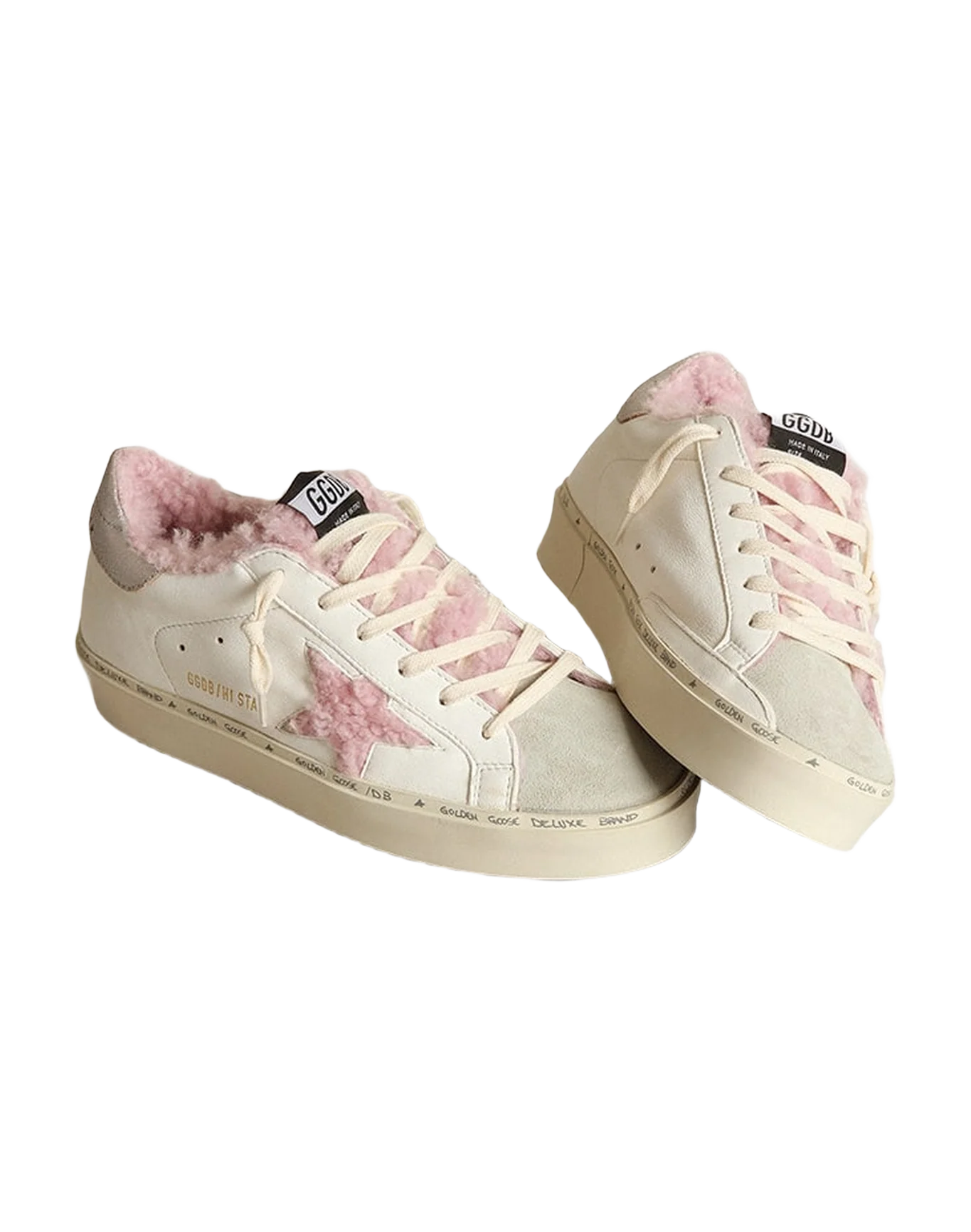 Women | Hi Star White Nappa with Pink Shearling Star & Lining | White x Ice x Antique Pink x Nude - Image 7