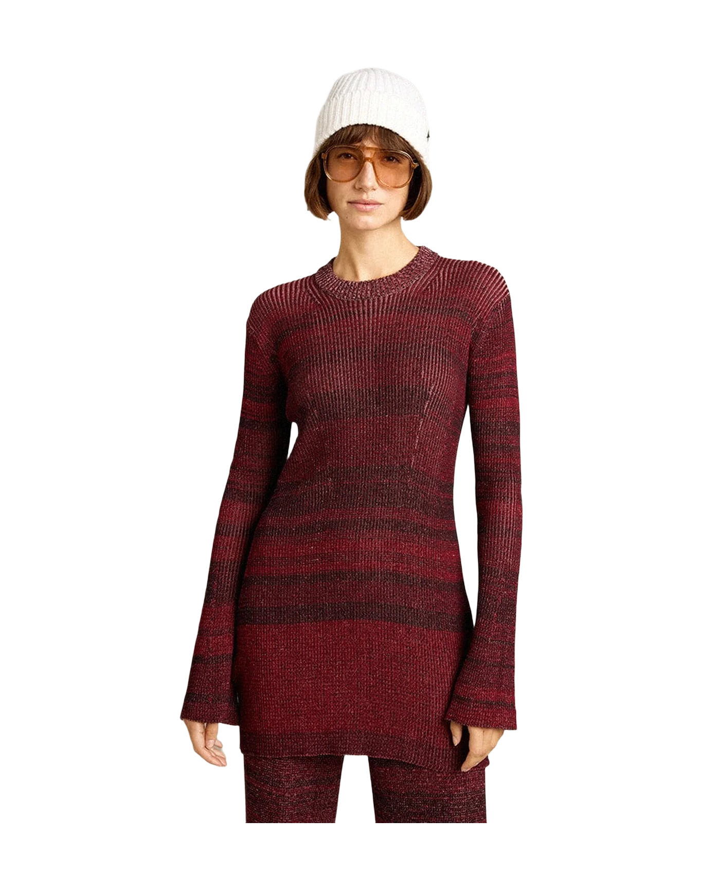 Women | Irregular-Striped Cotton Dress | Catawba Grape - Image 7