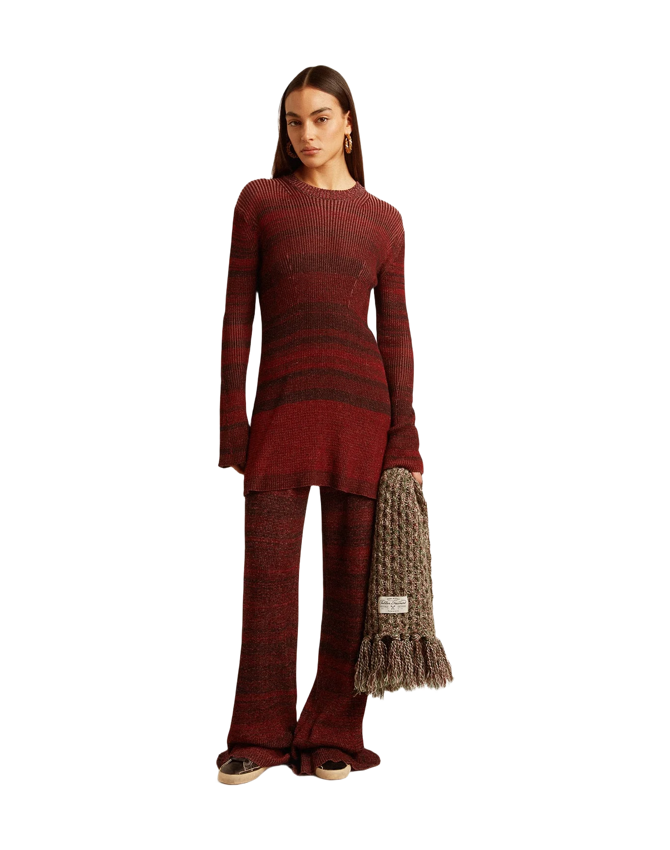 Women | Irregular-Striped Cotton Pants | Catawba Grape - Image 8