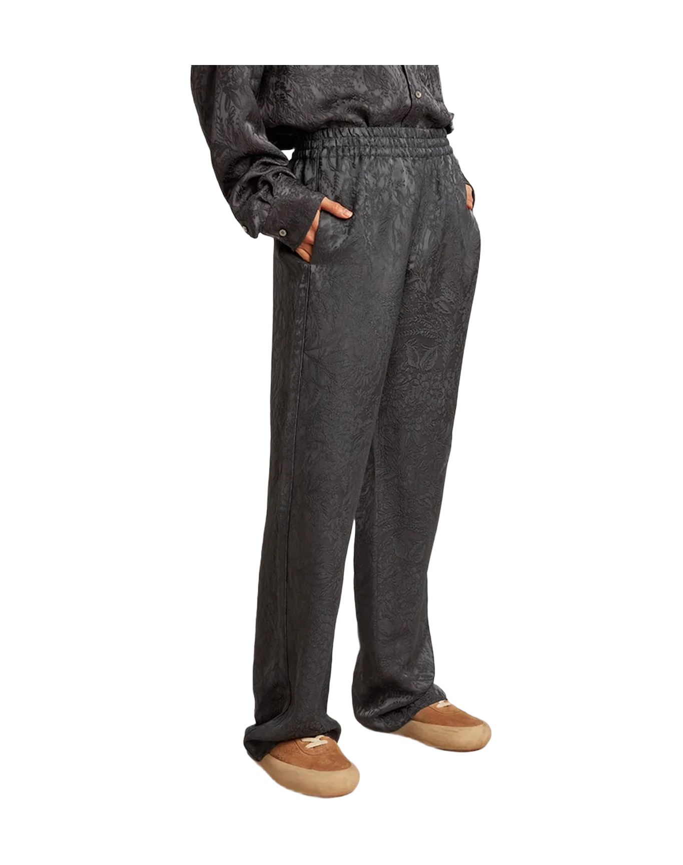 Women | Jacquard Pants with All-Over Toile De Jouy Pattern | Ombre Blue - Image 9