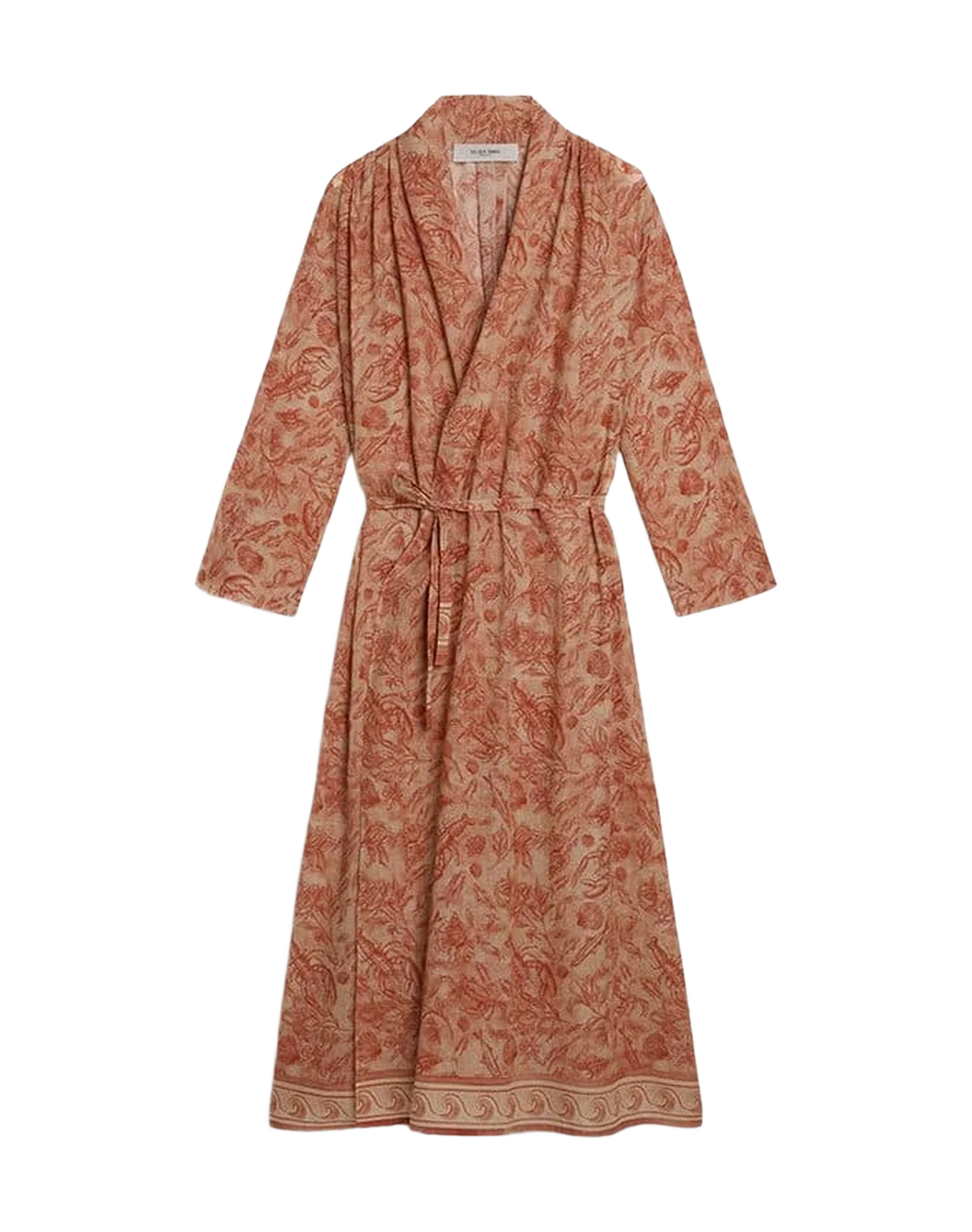 Women | Kaftan Cotton Voile with All-Over Brick-Red Marine Print | Artic Wolf x Autumn Glaze - Image 3