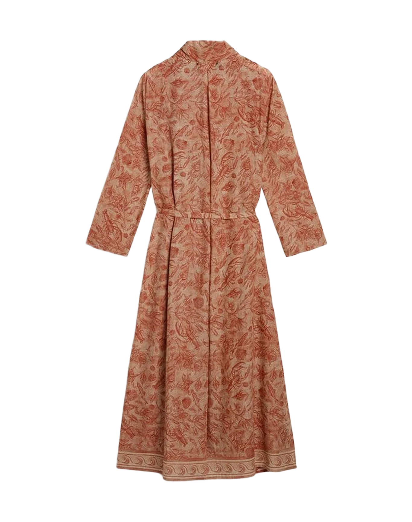 Women | Kaftan Cotton Voile with All-Over Brick-Red Marine Print | Artic Wolf x Autumn Glaze - Image 5