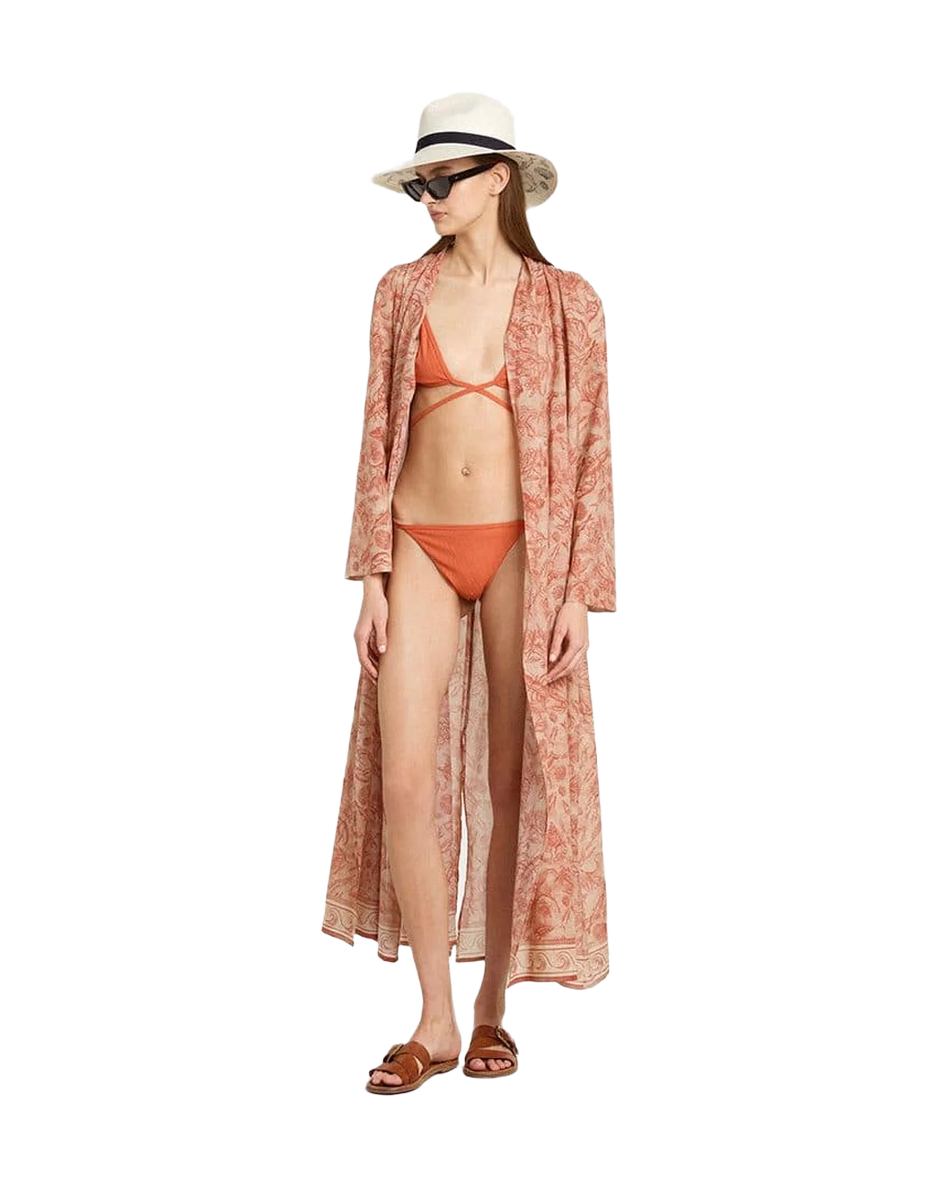 Women | Kaftan Cotton Voile with All-Over Brick-Red Marine Print | Artic Wolf x Autumn Glaze - Image 9