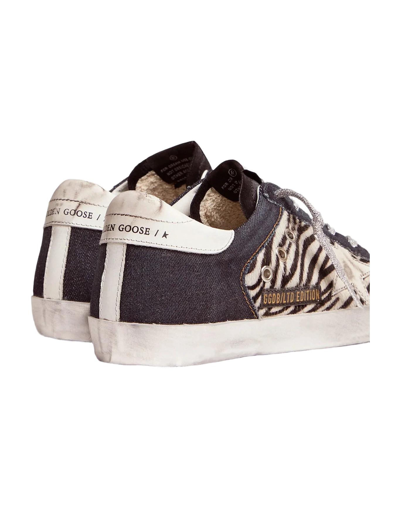 Women | Lab Limited Edition Super-Star Sneakers Denim, Zebra-Print Pony Skin & Suede | Black x White x Black Zebra x Bluette - Image 4