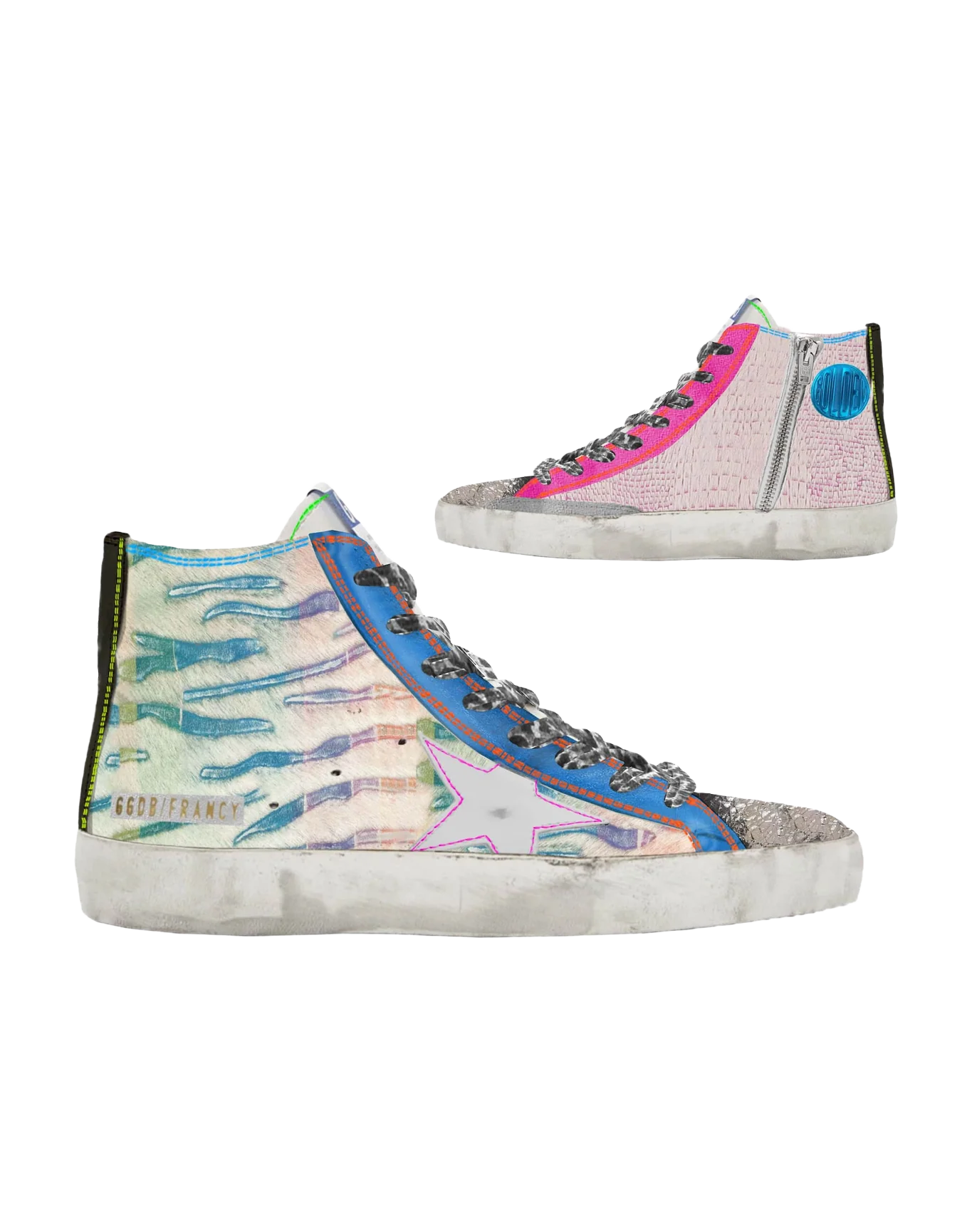 Women | Lab Limited Edition Zebra-Print Pony Skin Francy Sneakers | Rainbow x Fucsia x White x Black - Image 3