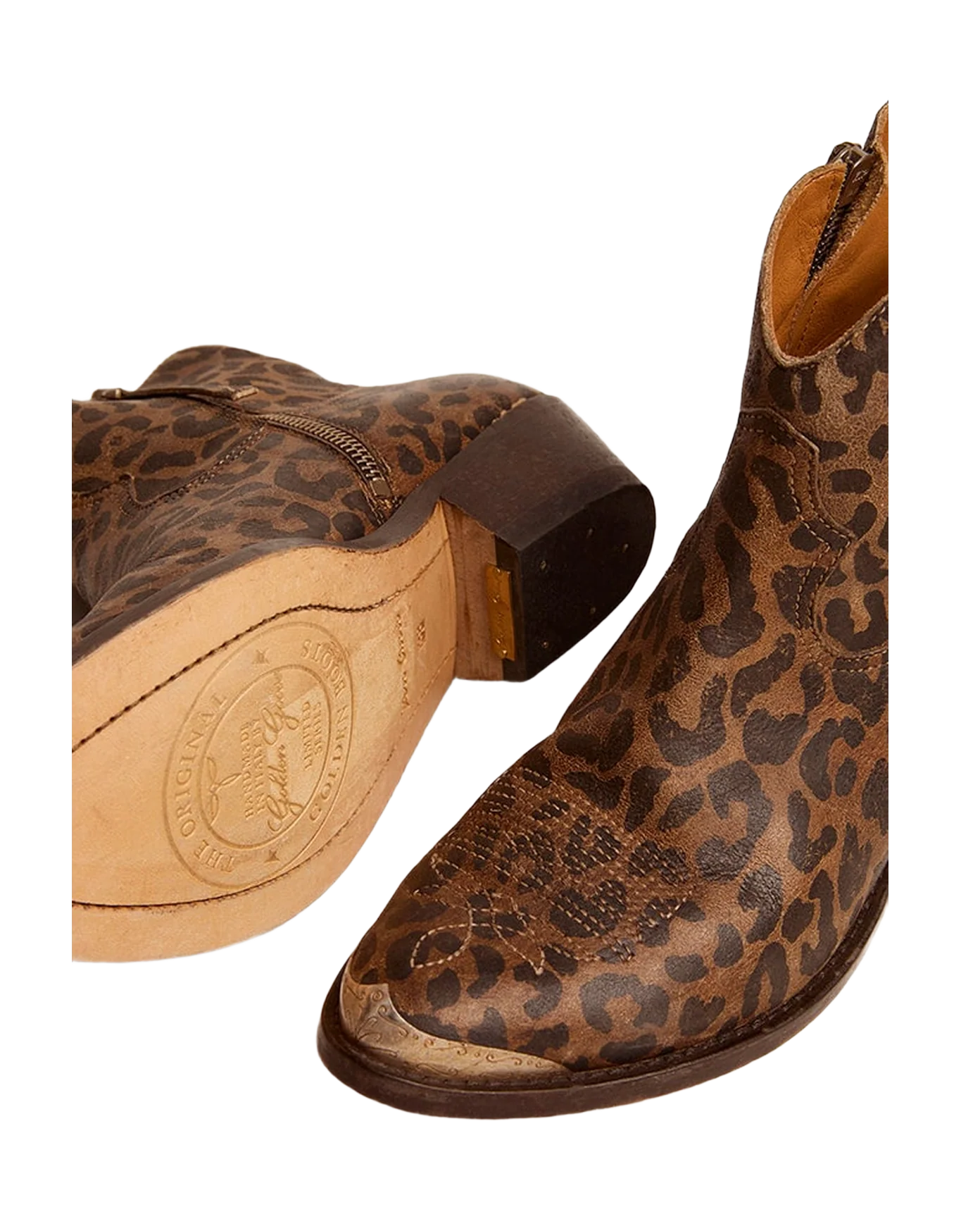 Women | Leather Ankle Boots with Leopard Print | Beige Black Leo - Image 2