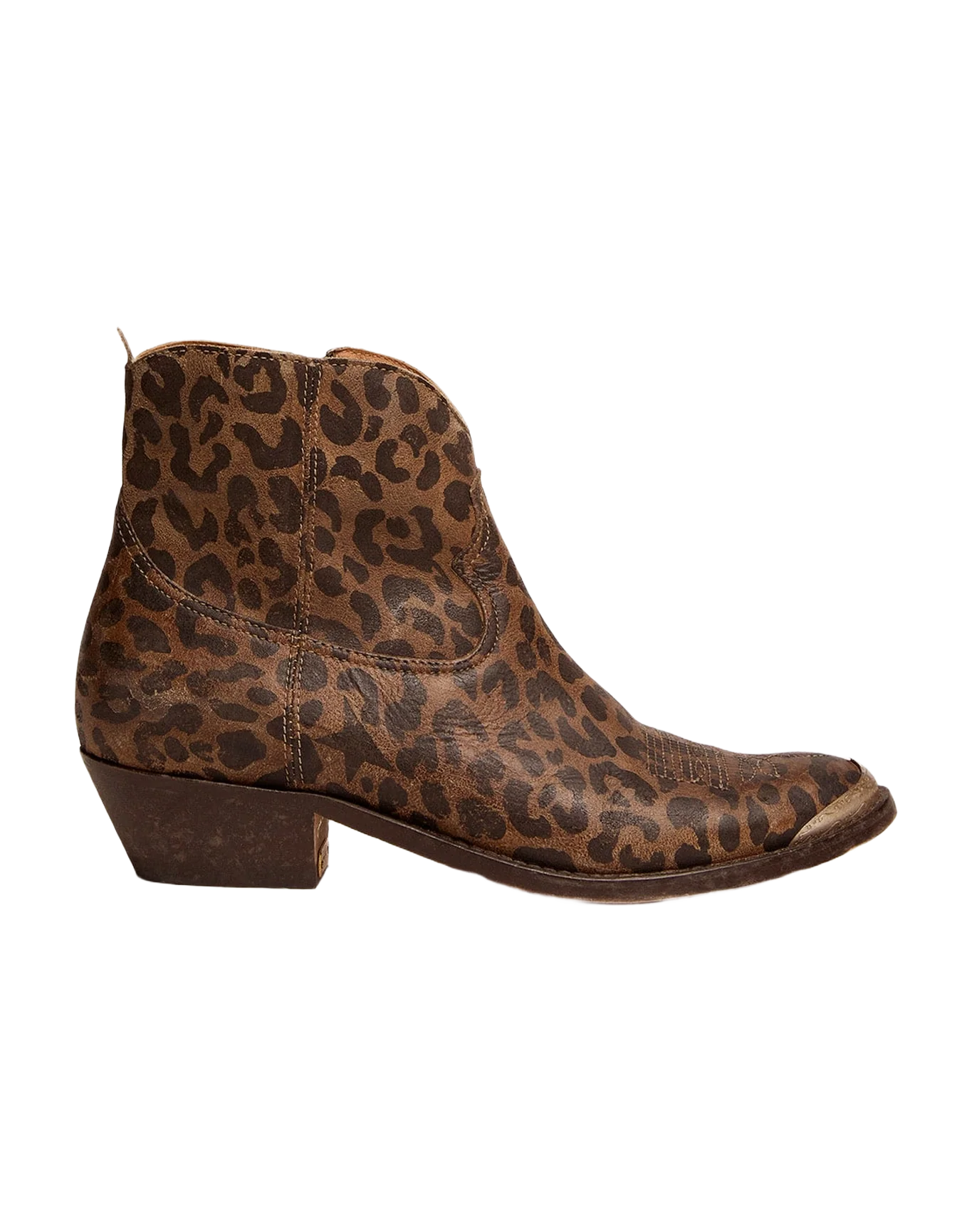 Women | Leather Ankle Boots with Leopard Print | Beige Black Leo - Image 3