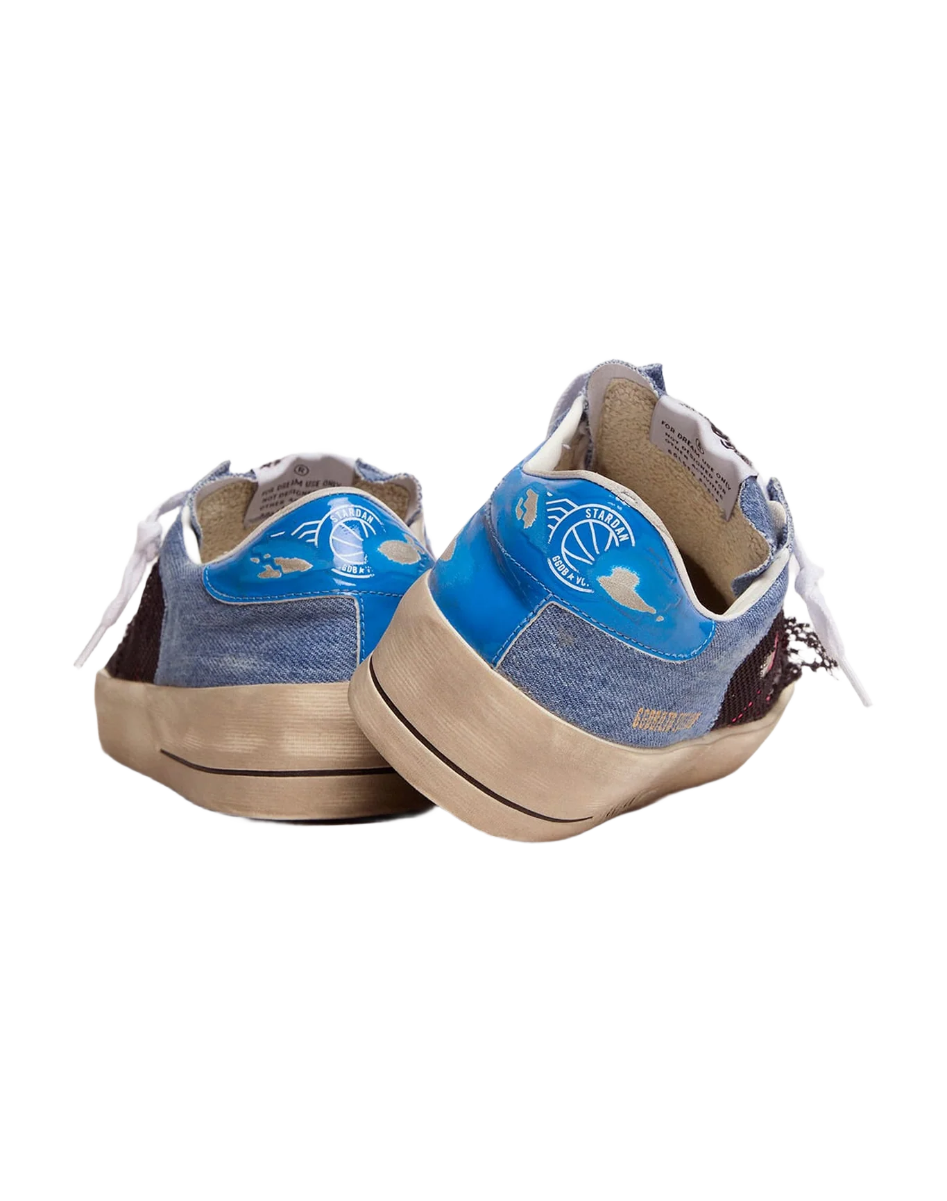 Women | Limited Edition Lab Denim Stardan Sneakers with Fuchsia Star | White x Black x Pink Fluo x Bluette - Image 3