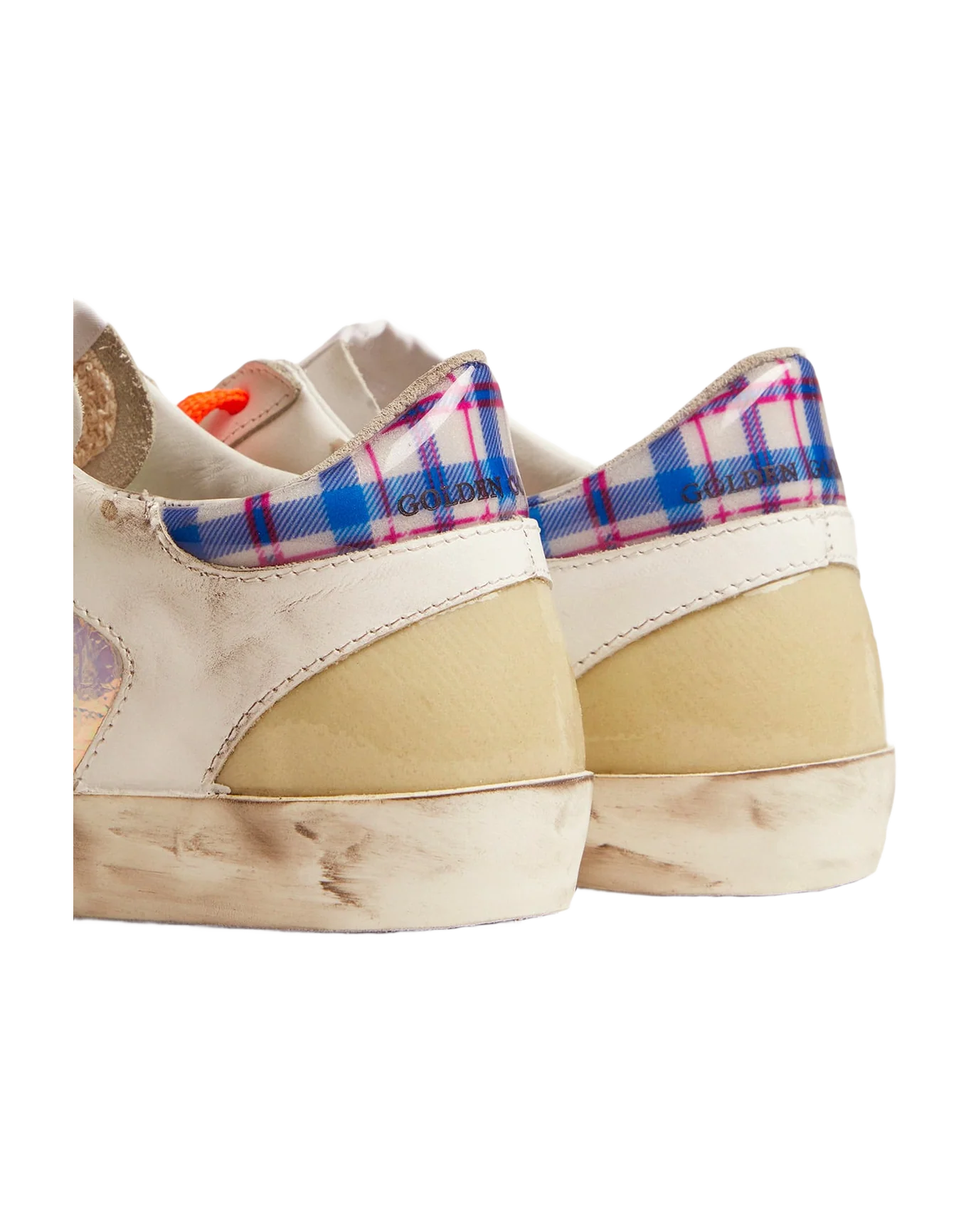 Women | Limited Edition Lab Super-Star Sneakers with Holographic & Tartan Upper | Multicolor x White x White Blue Fuchsia - Image 4