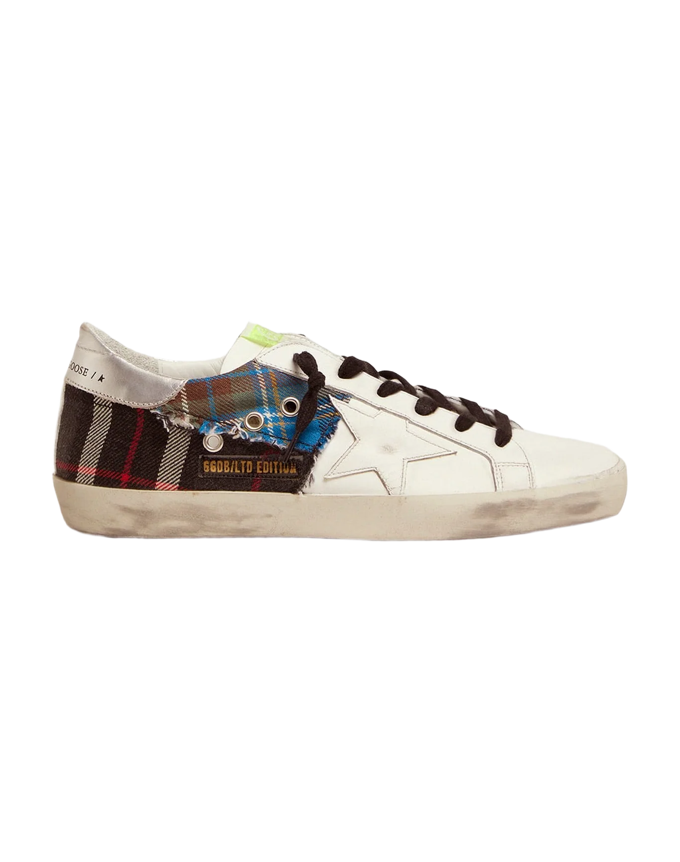 Women | Limited Edition Lab White Super-Star Sneakers with Tartan Insert | Multicolor x White x Silver - Image 4