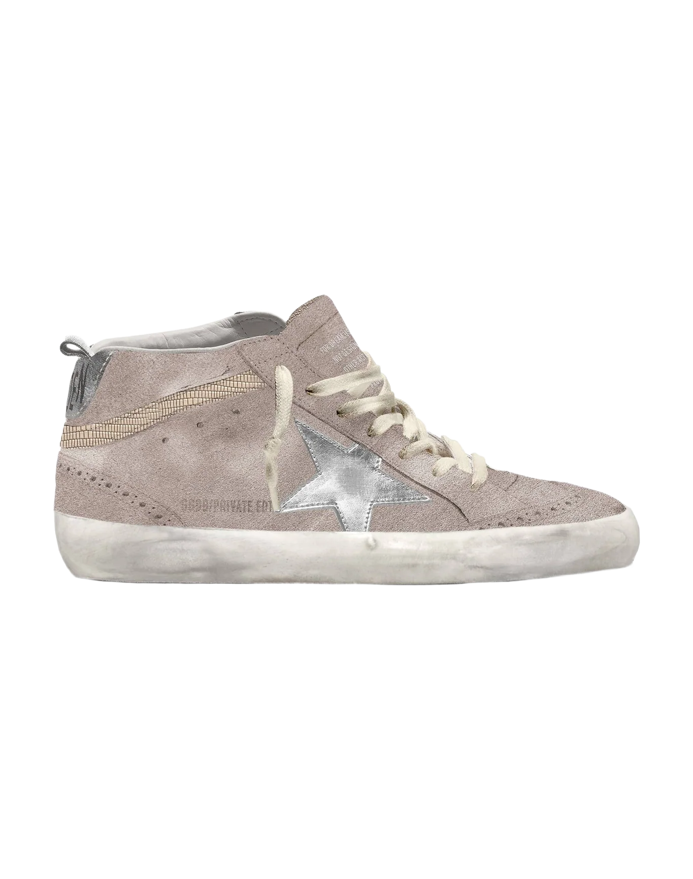 Women | Mid Star Beige Suede with Silver Laminated Star | Powder Pink x Silver x Cowhide