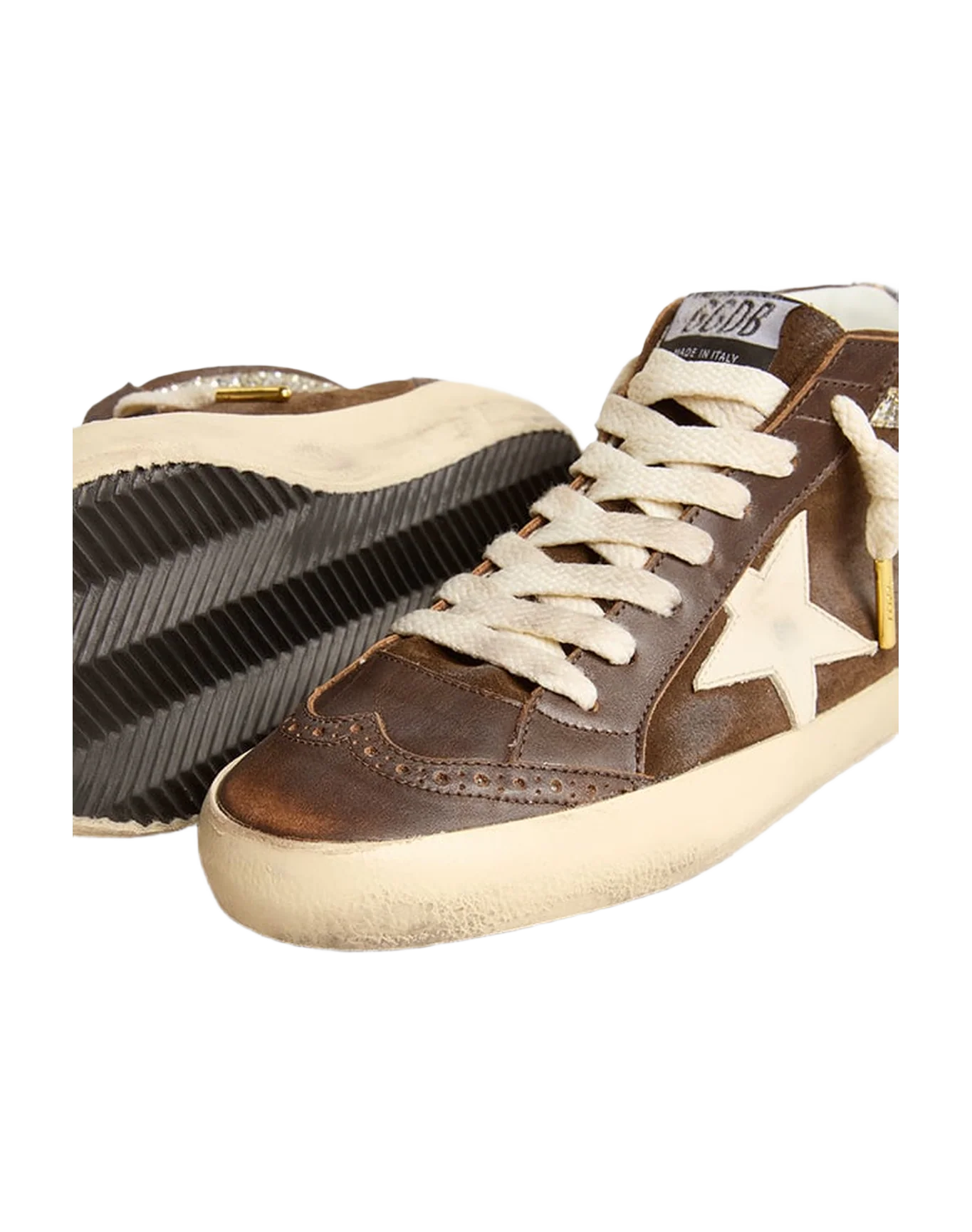 Women | Mid-Star Brown Leather with Leopard Print Pony Skin Heel Tab | Brown x White x Silver - Image 5