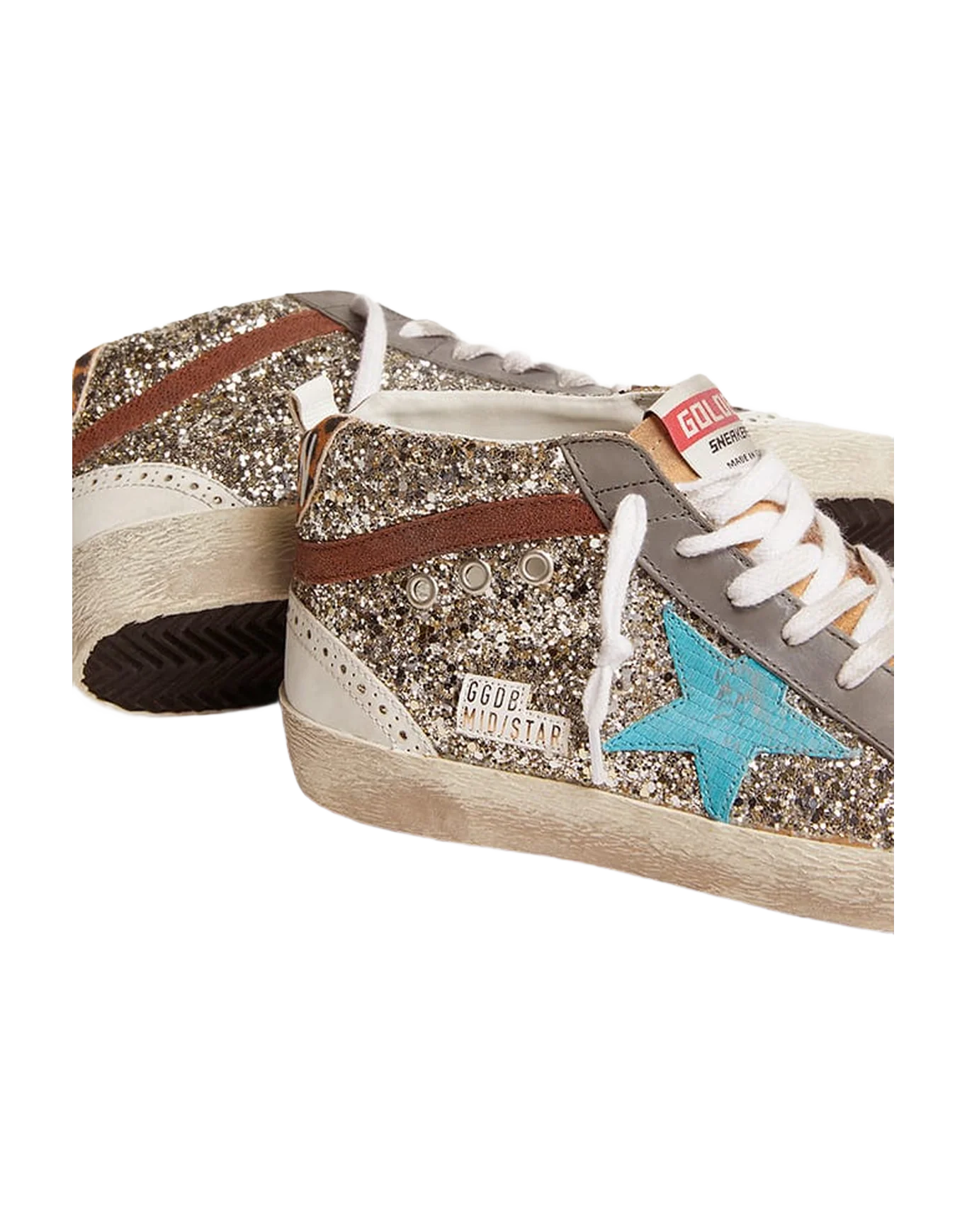 Women | Mid Star Gold Glitter with Turquoise Hammered Leather Star & Brown Suede Flash | Platinum x Petroleum x Sand x Brown x Camel Black Leo - Image 5