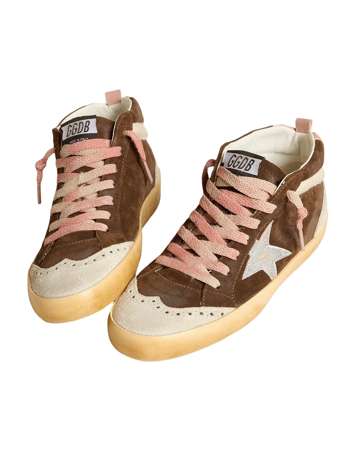 Women | Mid Star Ltd Brown Suede with Silver Nappa Leather Star & Cream Flash | Mustang x Ice x Silver x Buttercream x Ash Rose - Image 5