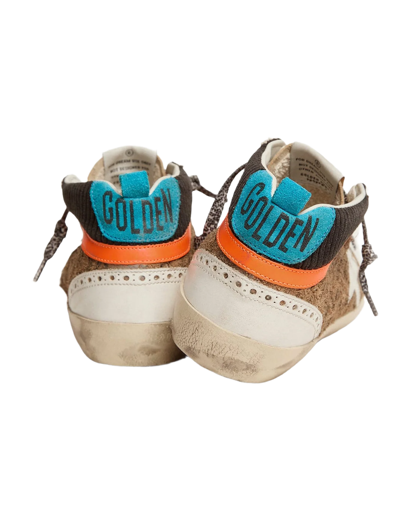 Women | Mid Star Ltd Sneakers with Leopard-Print & Corduroy Suede Upper | Beige Brown Leo x Black x White x Beige x Cyan Blue - Image 9