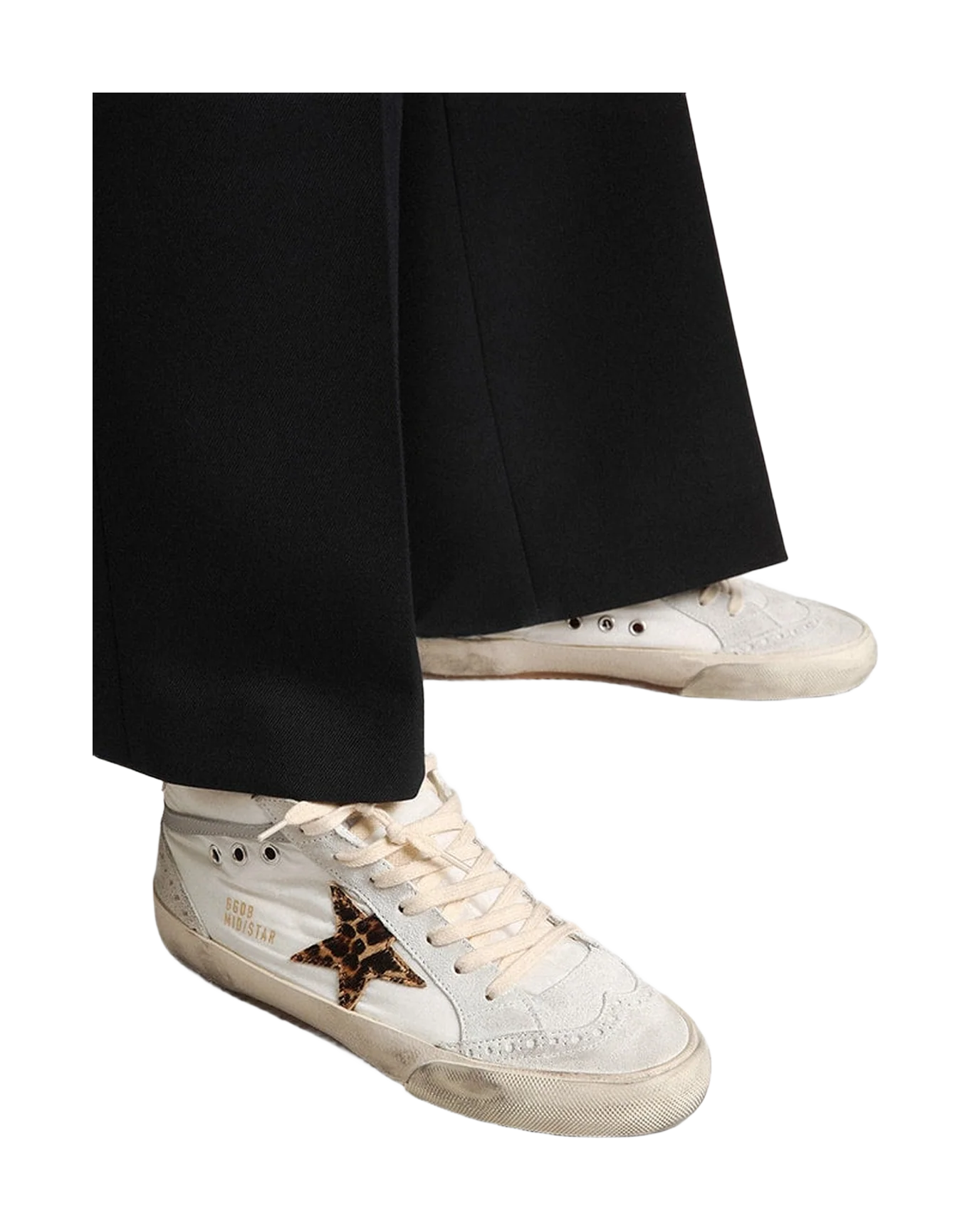 Women | Mid Star Ltd White Nylon with Leopard Print Pony Skin Star | White x Beige Brown Leo x Light Grey x Pink - Image 7
