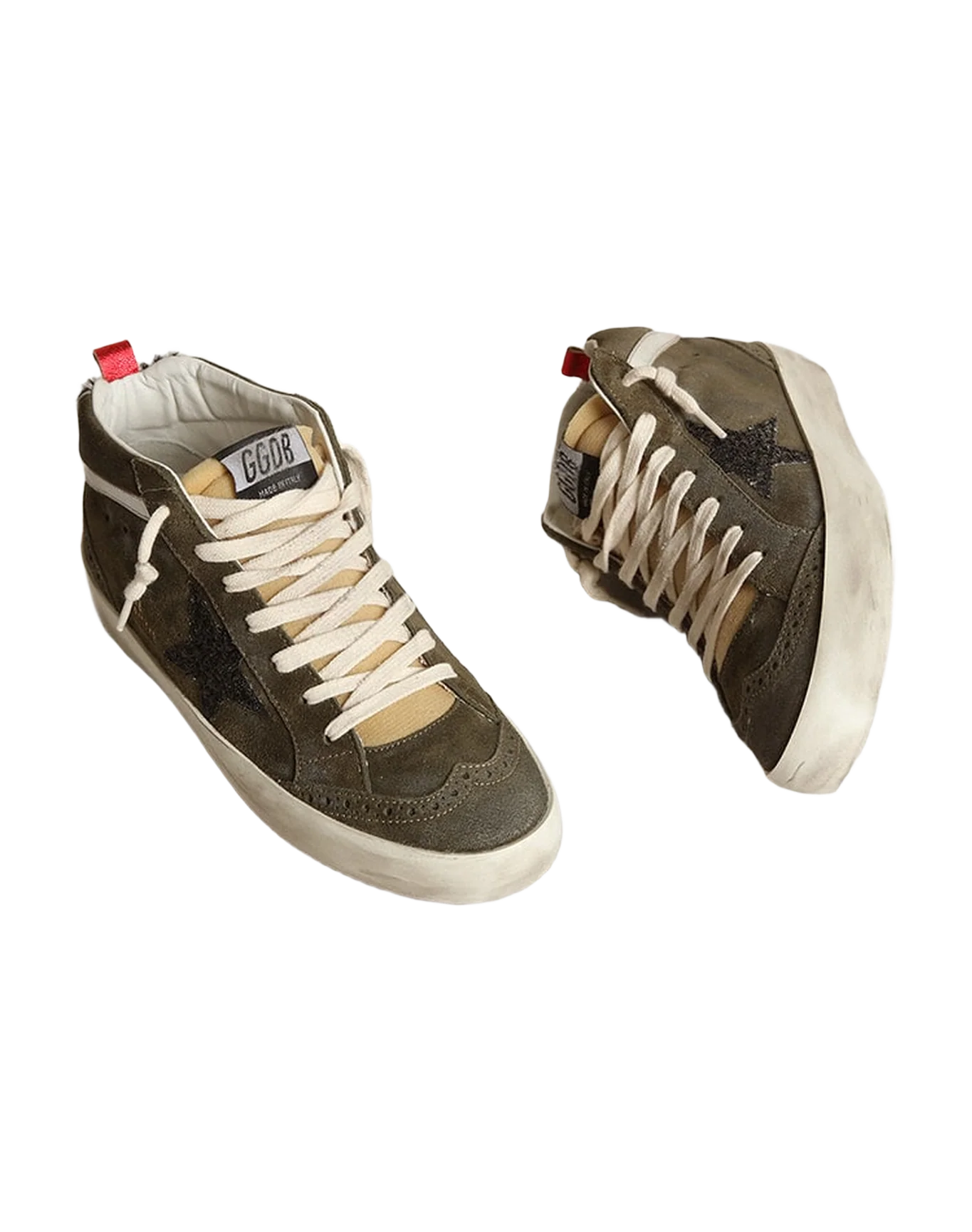 Women | Mid-Star Olive-Green Suede with Black Glitter Star & Pony Skin Heel Tab | Olive Green x Yellow x Black x Zebra x Silver - Image 3