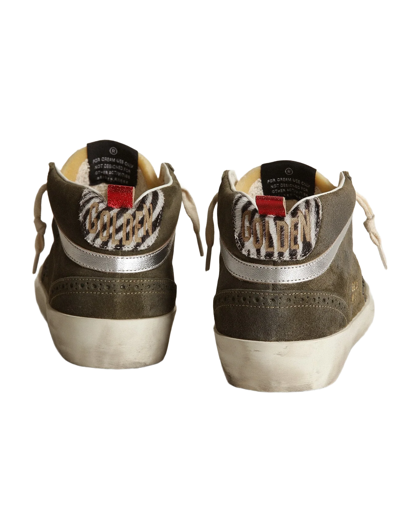 Women | Mid-Star Olive-Green Suede with Black Glitter Star & Pony Skin Heel Tab | Olive Green x Yellow x Black x Zebra x Silver - Image 6